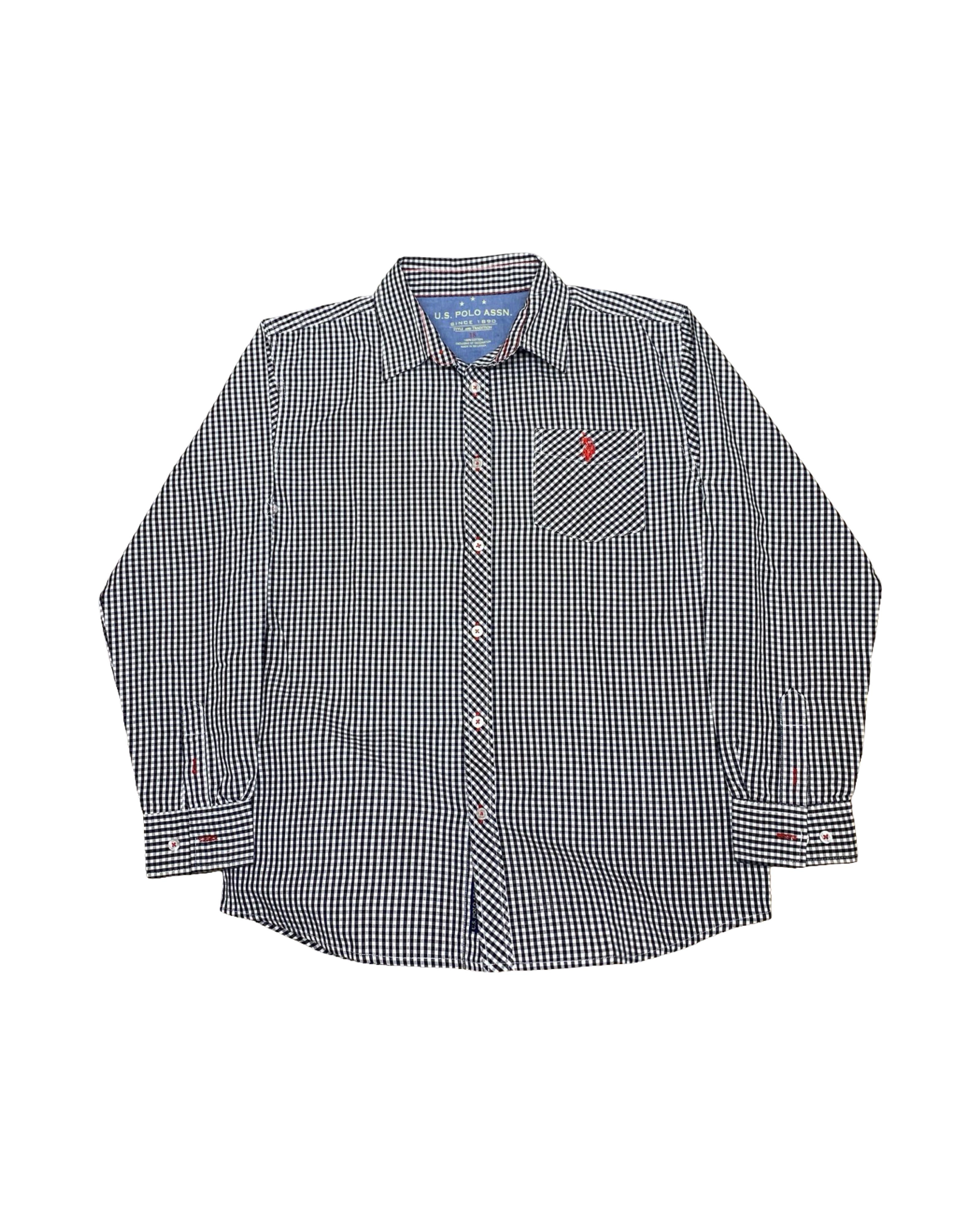 U.S. Polo Assn. Black & White Check Shirt | Medium | Chest 21”