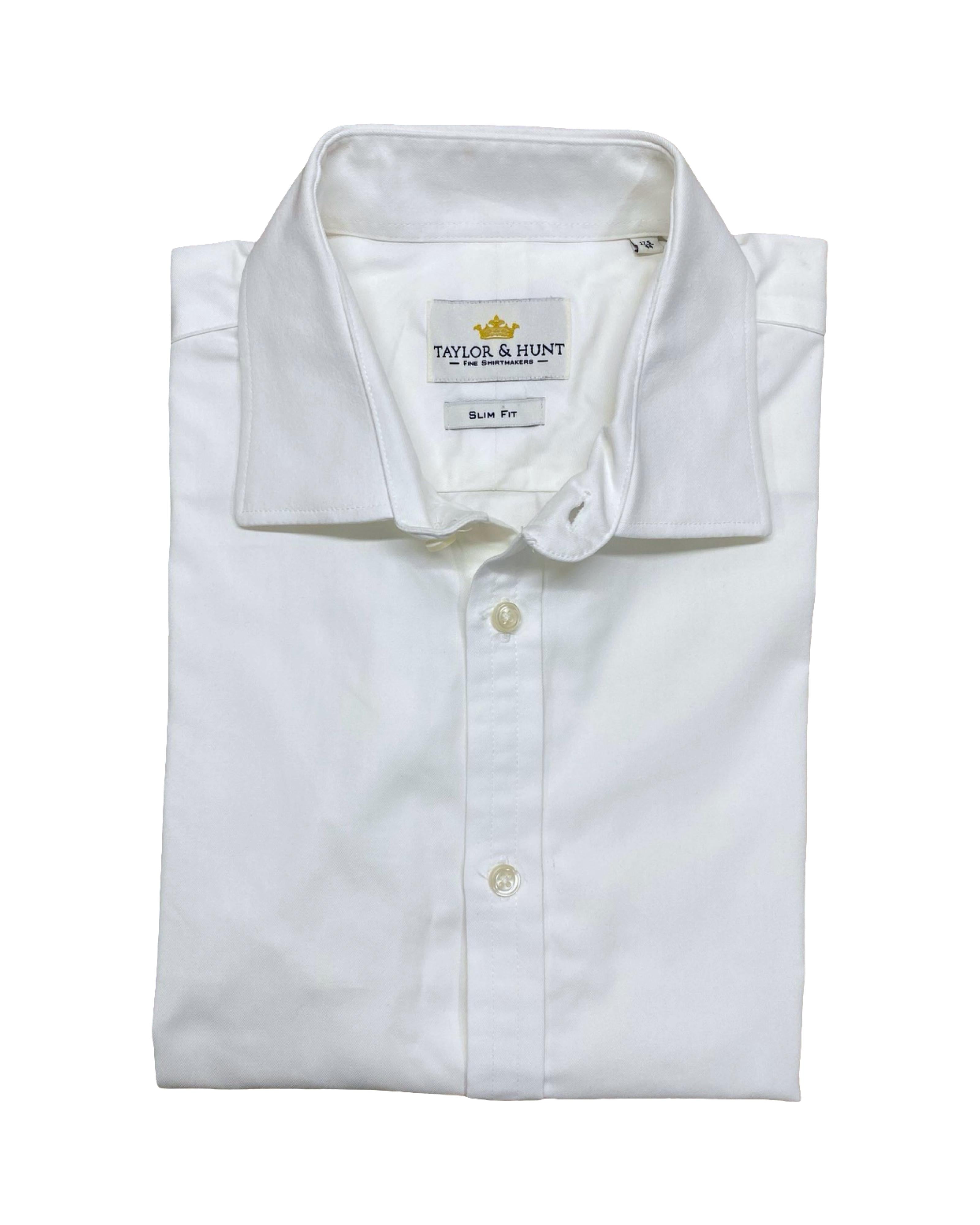 Taylor & Hunt White Slim Fit Dress Shirt | Large | Chest 25”