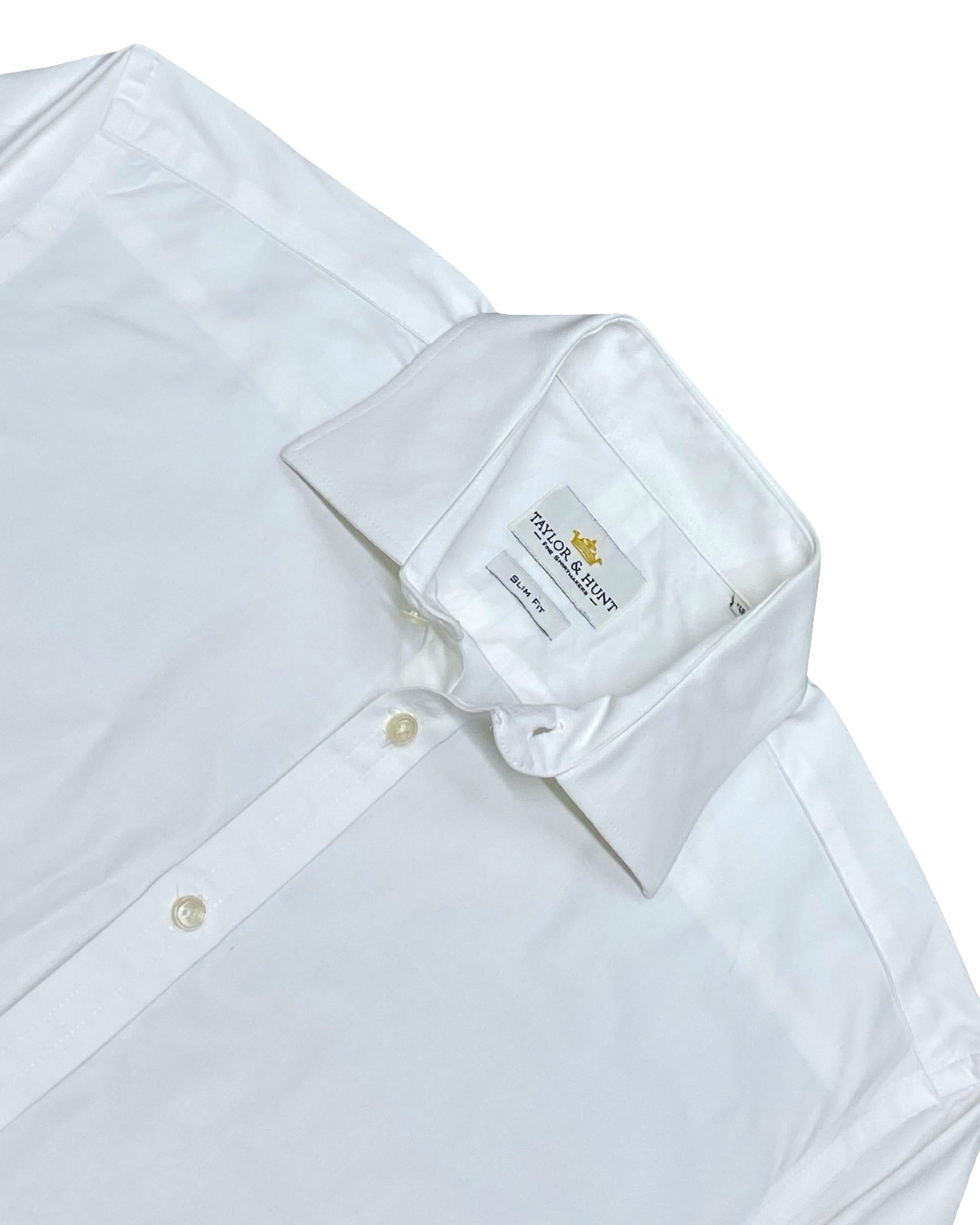 Taylor & Hunt White Slim Fit Dress Shirt | Large | Chest 25”
