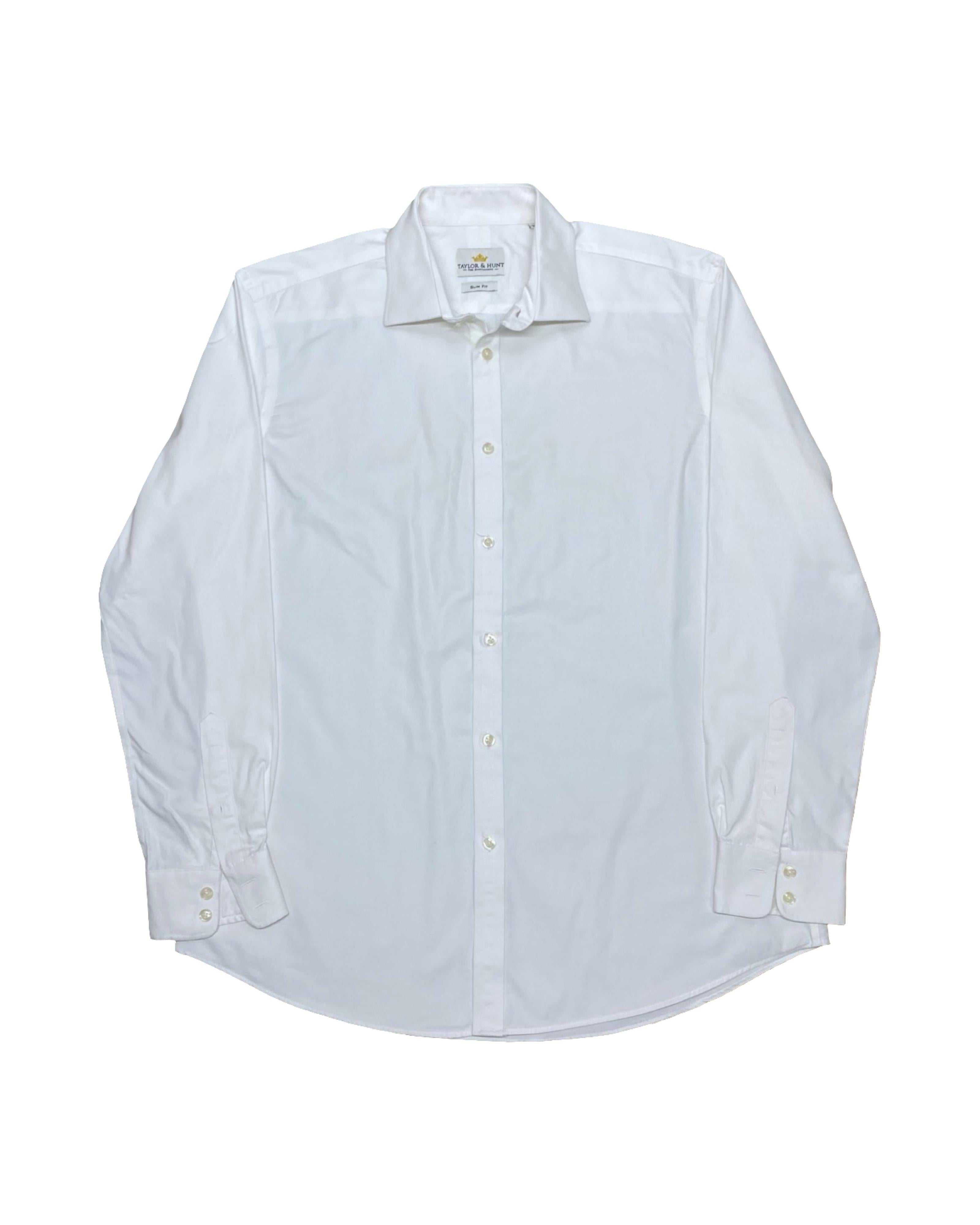 Taylor & Hunt White Slim Fit Dress Shirt | Large | Chest 25”