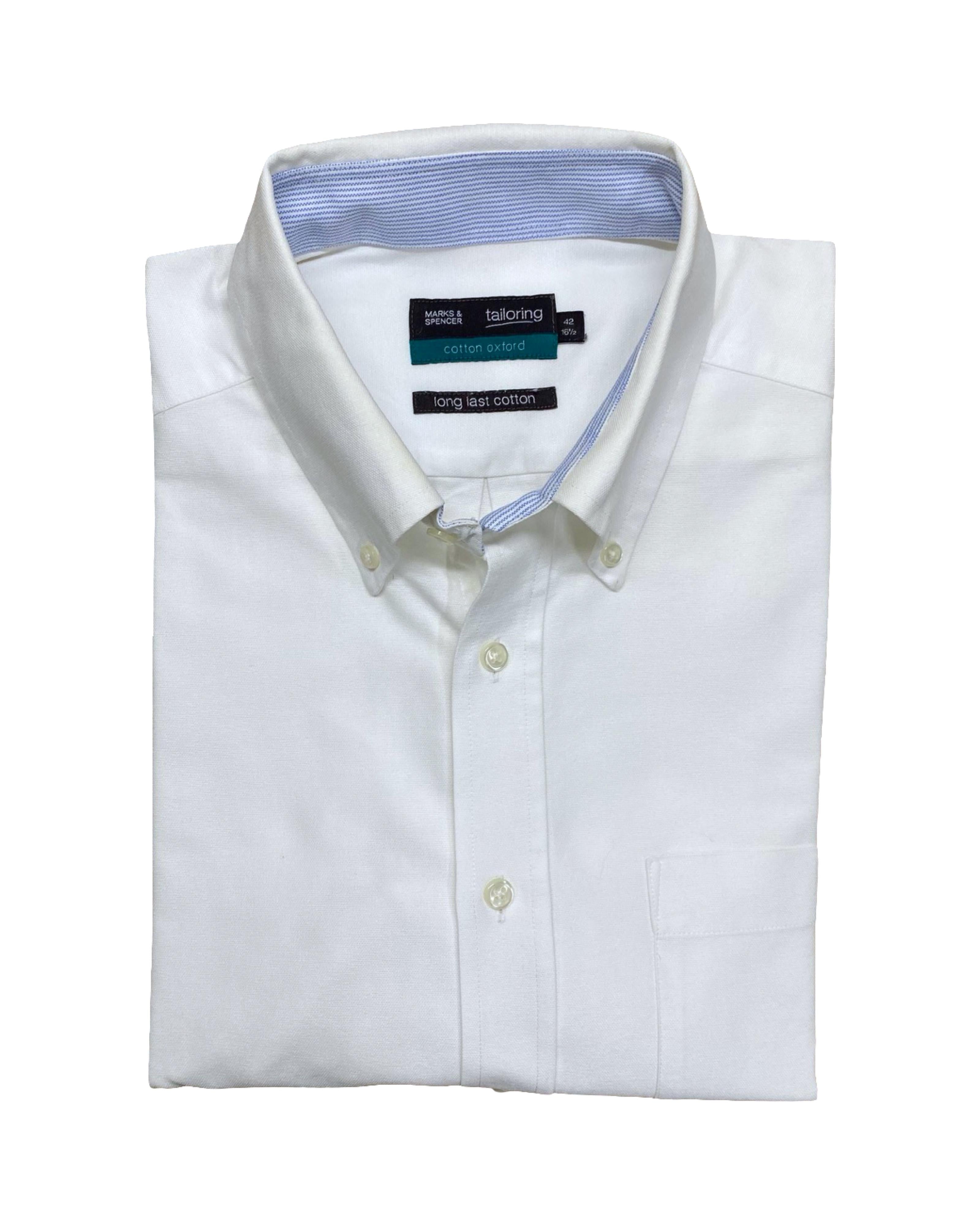 Mark & Spencer White Oxford Shirt | Size Large | Chest 24”