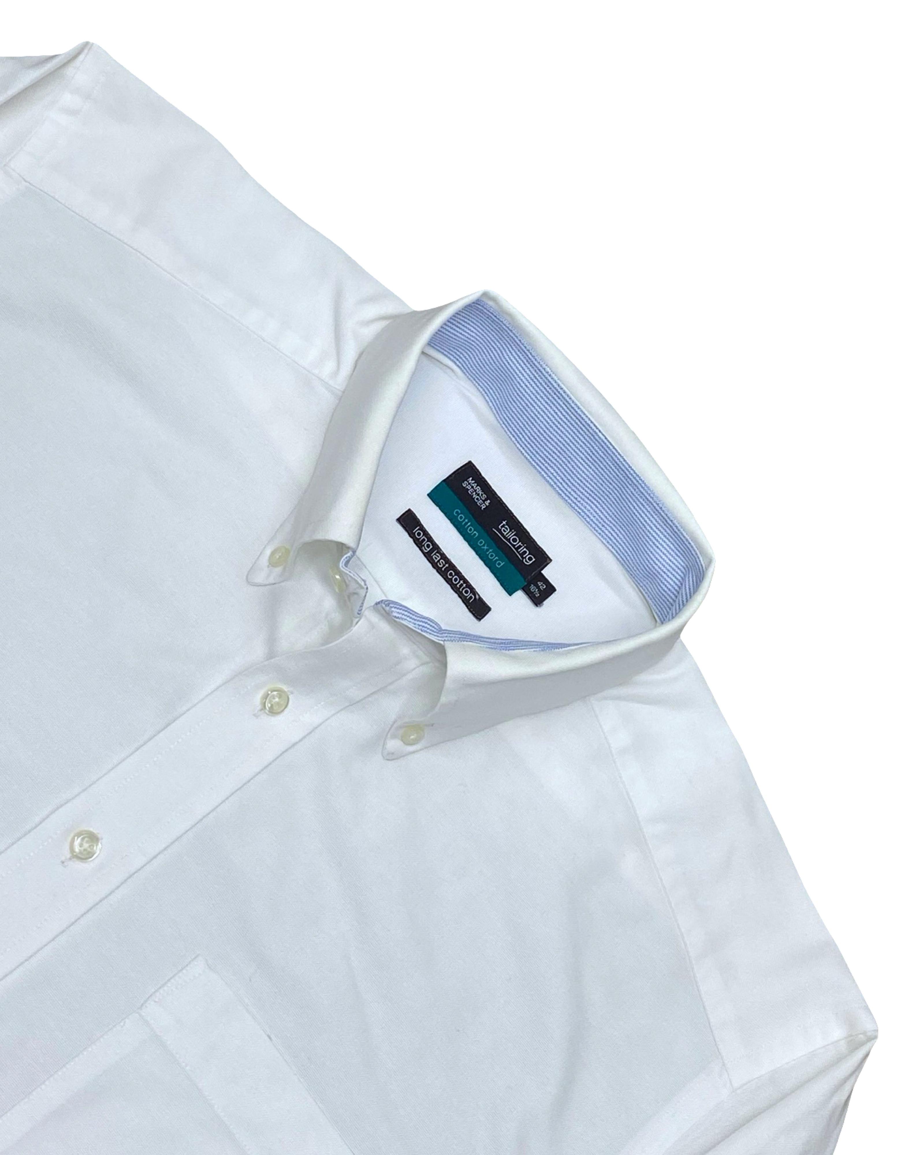 Mark & Spencer White Oxford Shirt | Size Large | Chest 24”