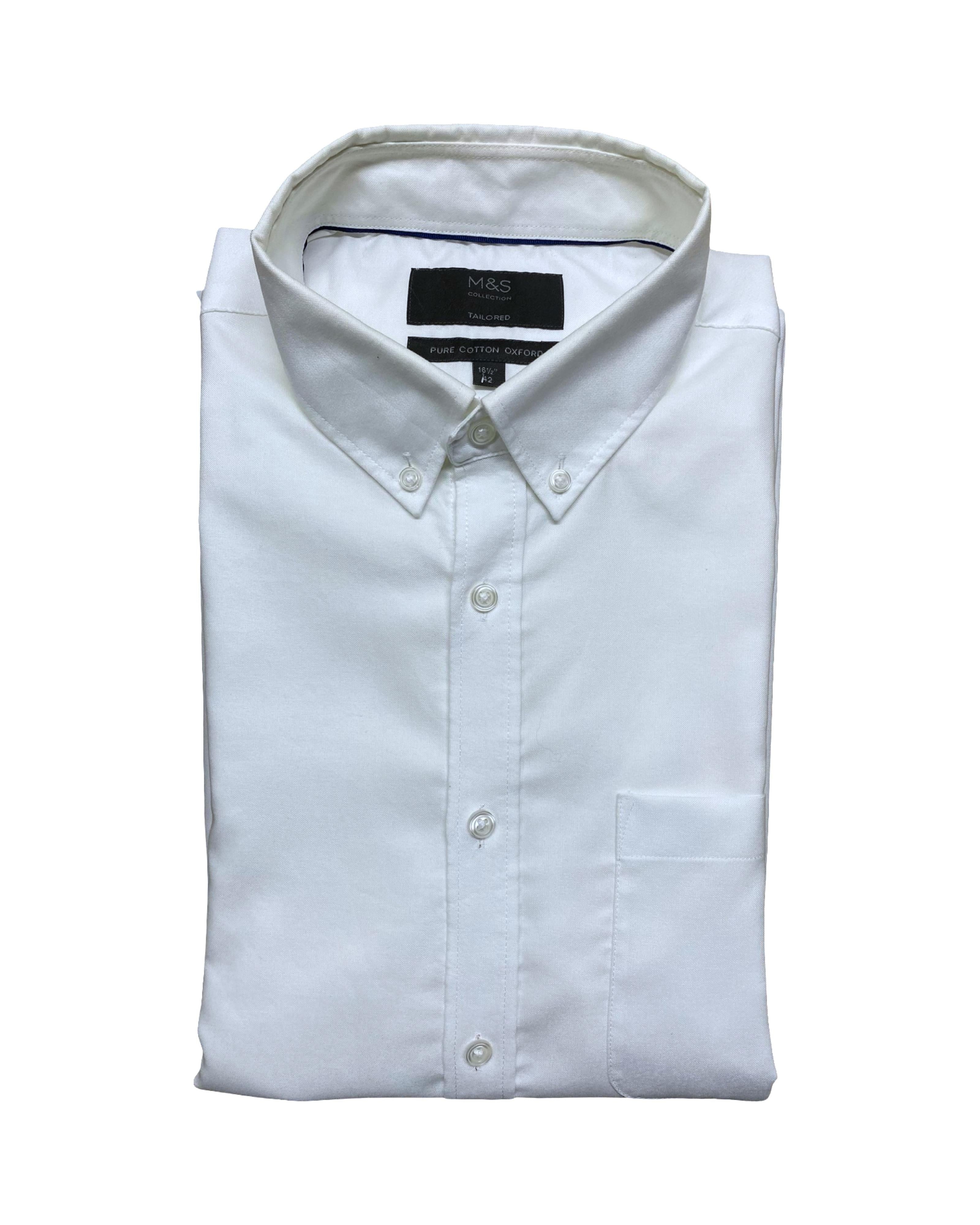 M&S White Short Sleeve Button-Up Shirt | Large | Chest 23.5”