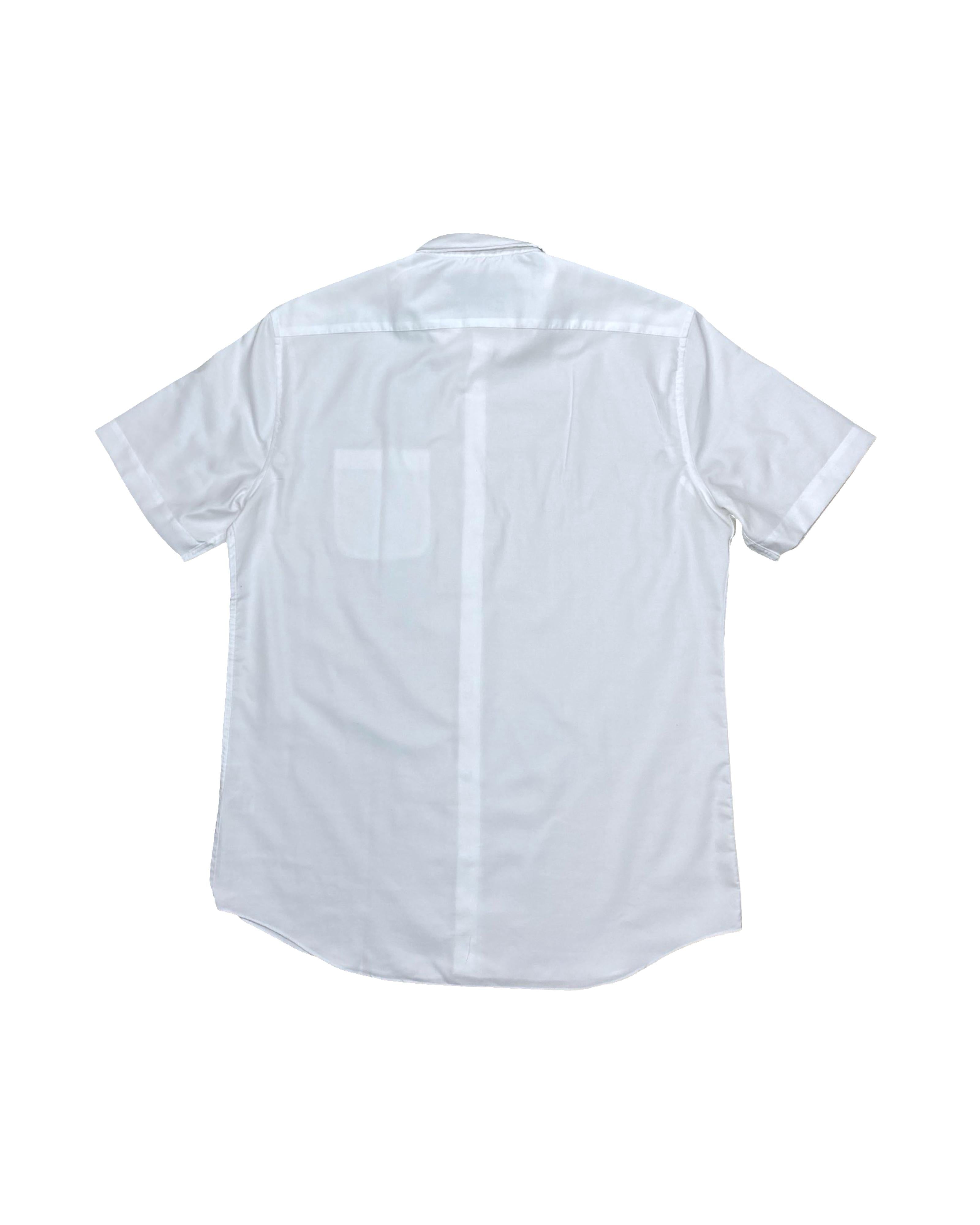 M&S White Short Sleeve Button-Up Shirt | Large | Chest 23.5”