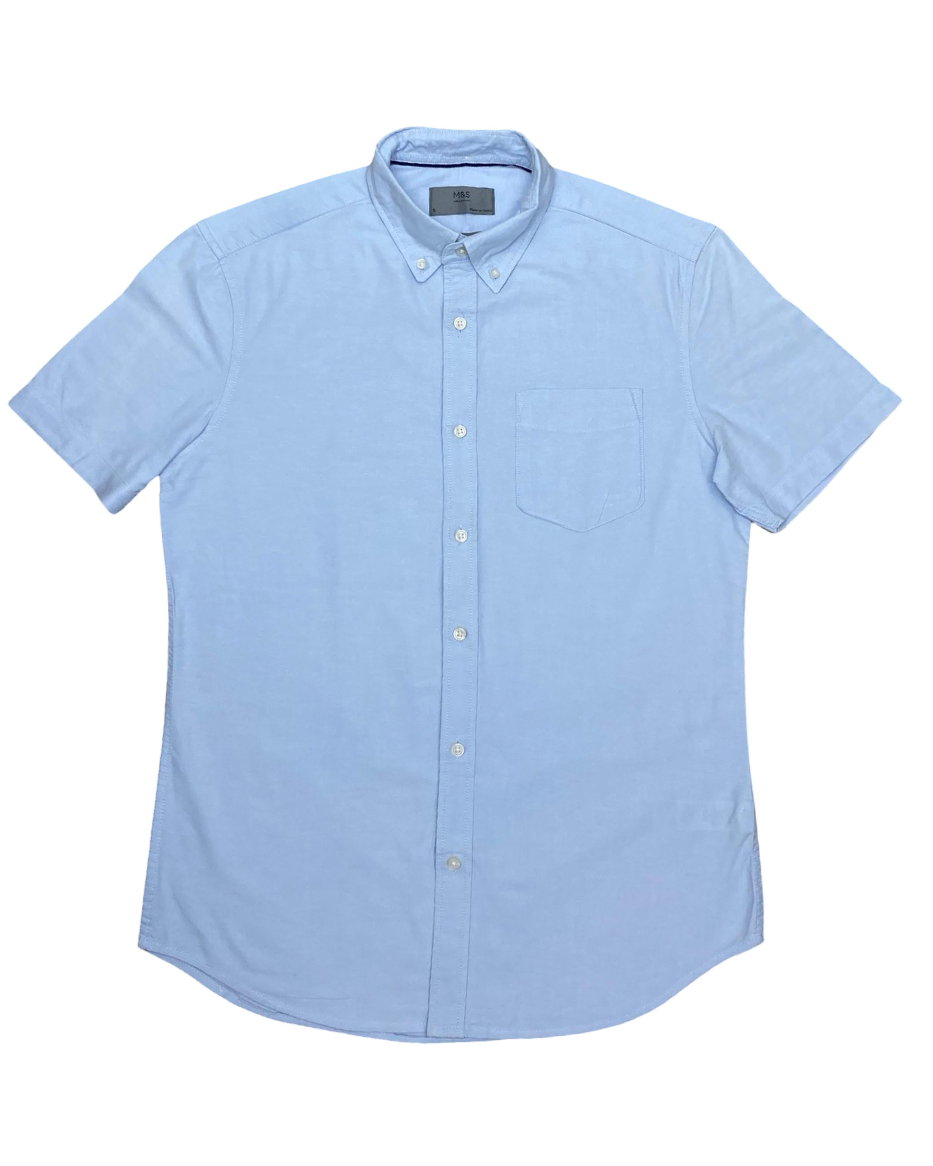M&S Collection Light Blue Short Sleeve Shirt | Small | Chest 20.5”