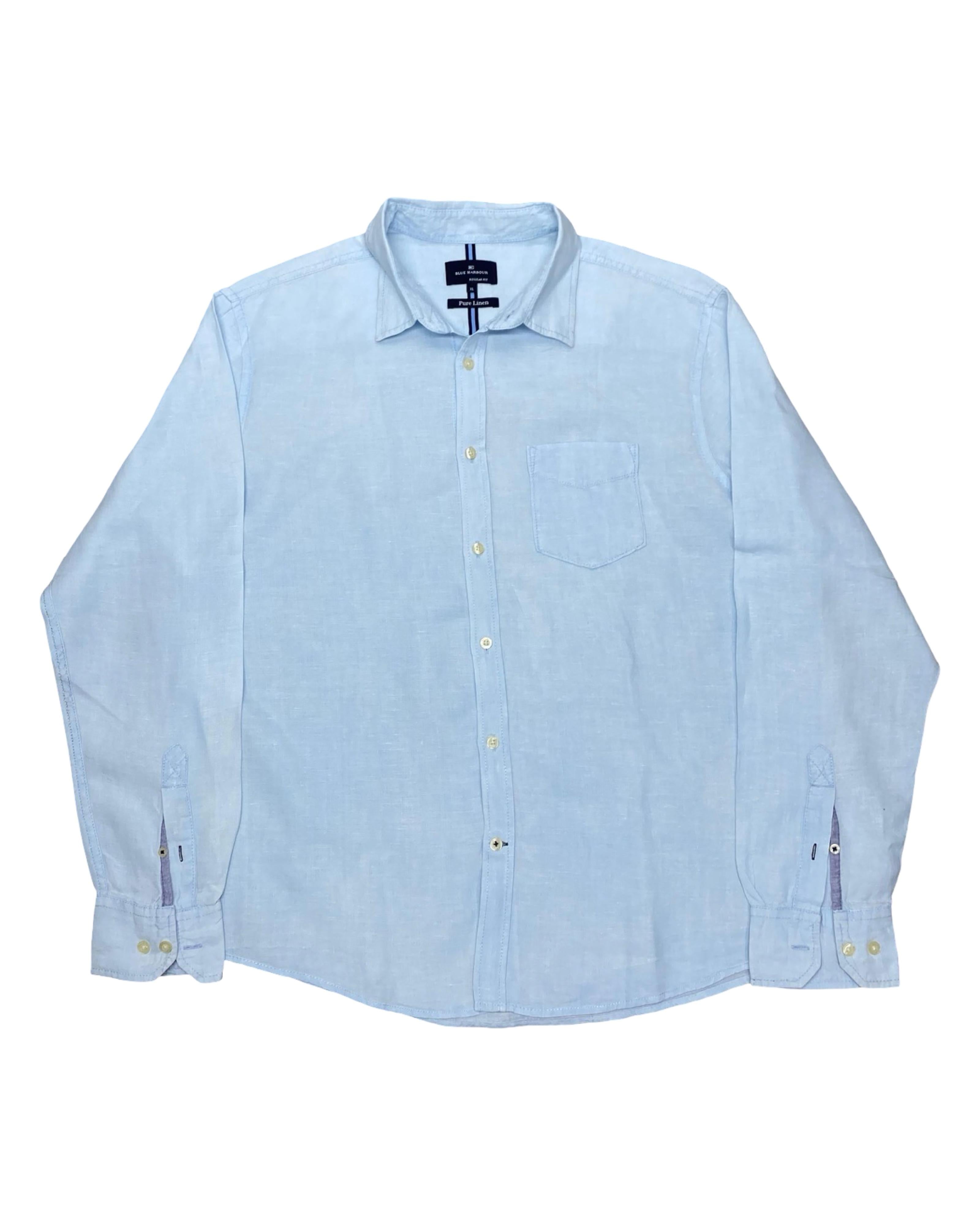 Blue Harbour Pale Blue Linen Shirt | XL | Chest 26”