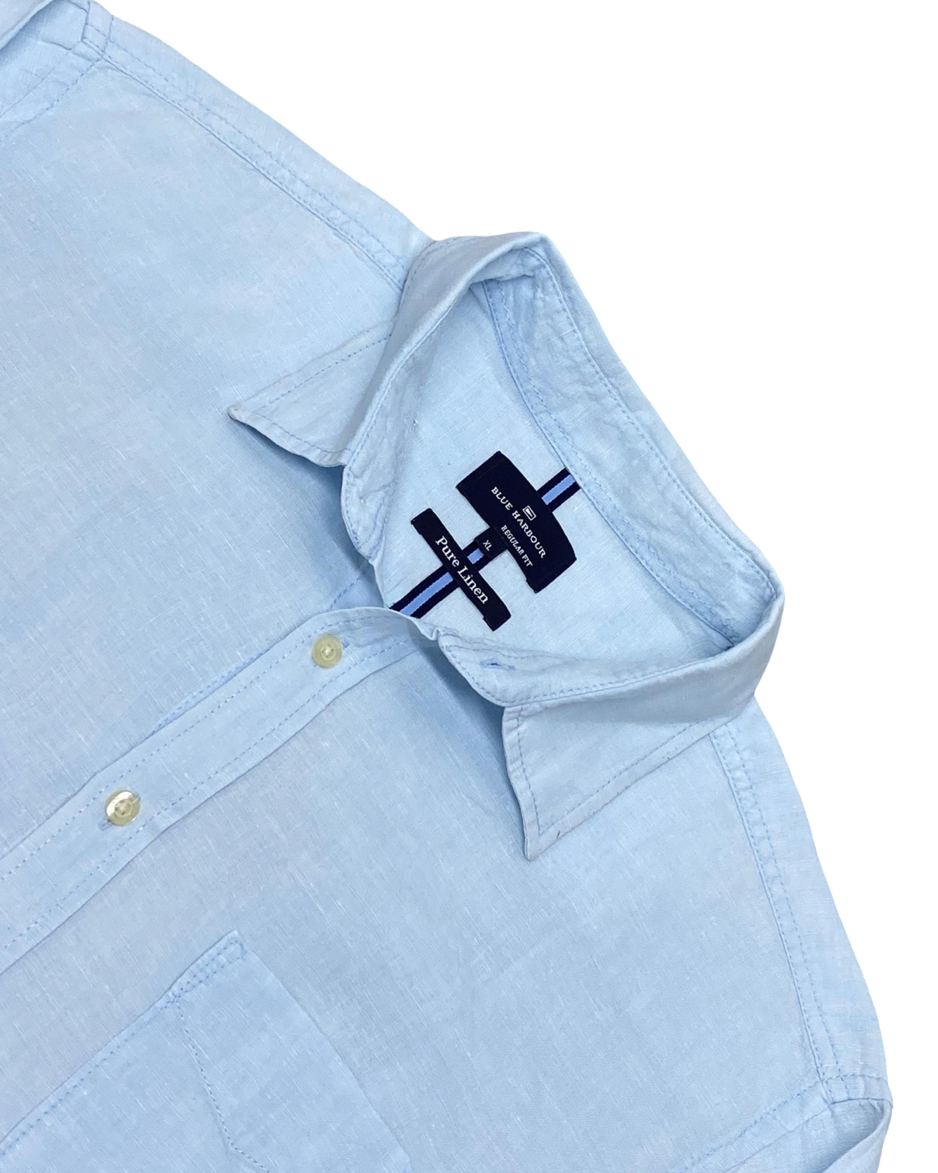 Blue Harbour Pale Blue Linen Shirt | XL | Chest 26”