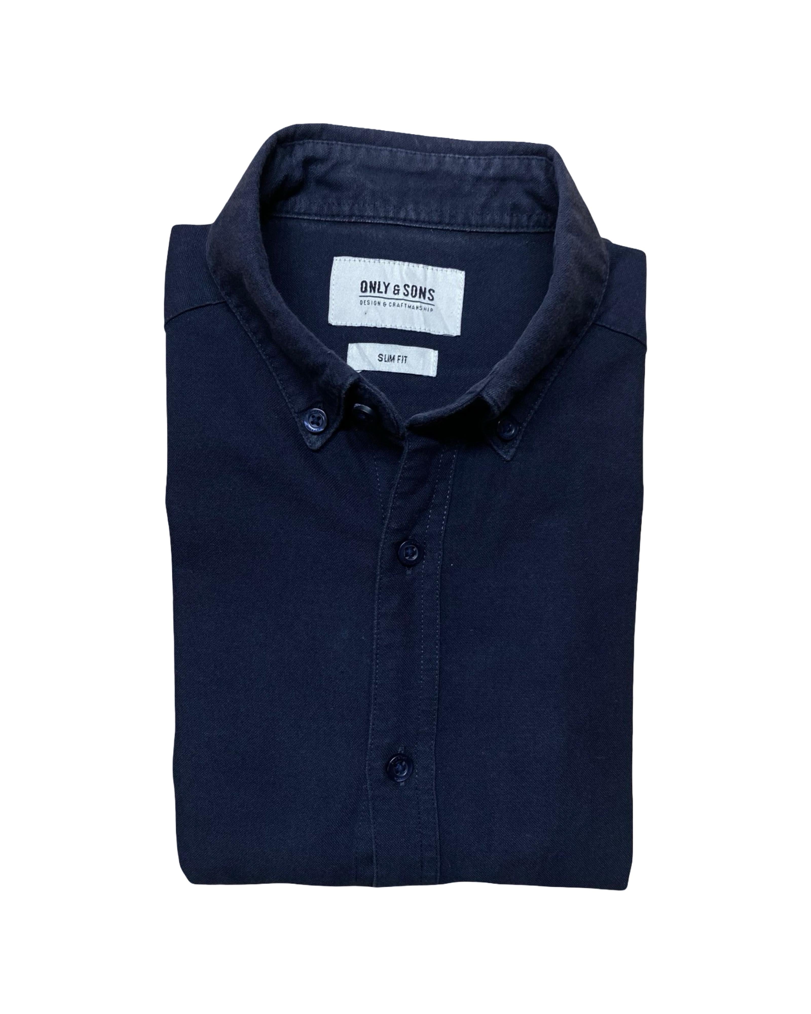 Only & Sons Navy Slim Fit Shirt | Medium | Chest 21.5”