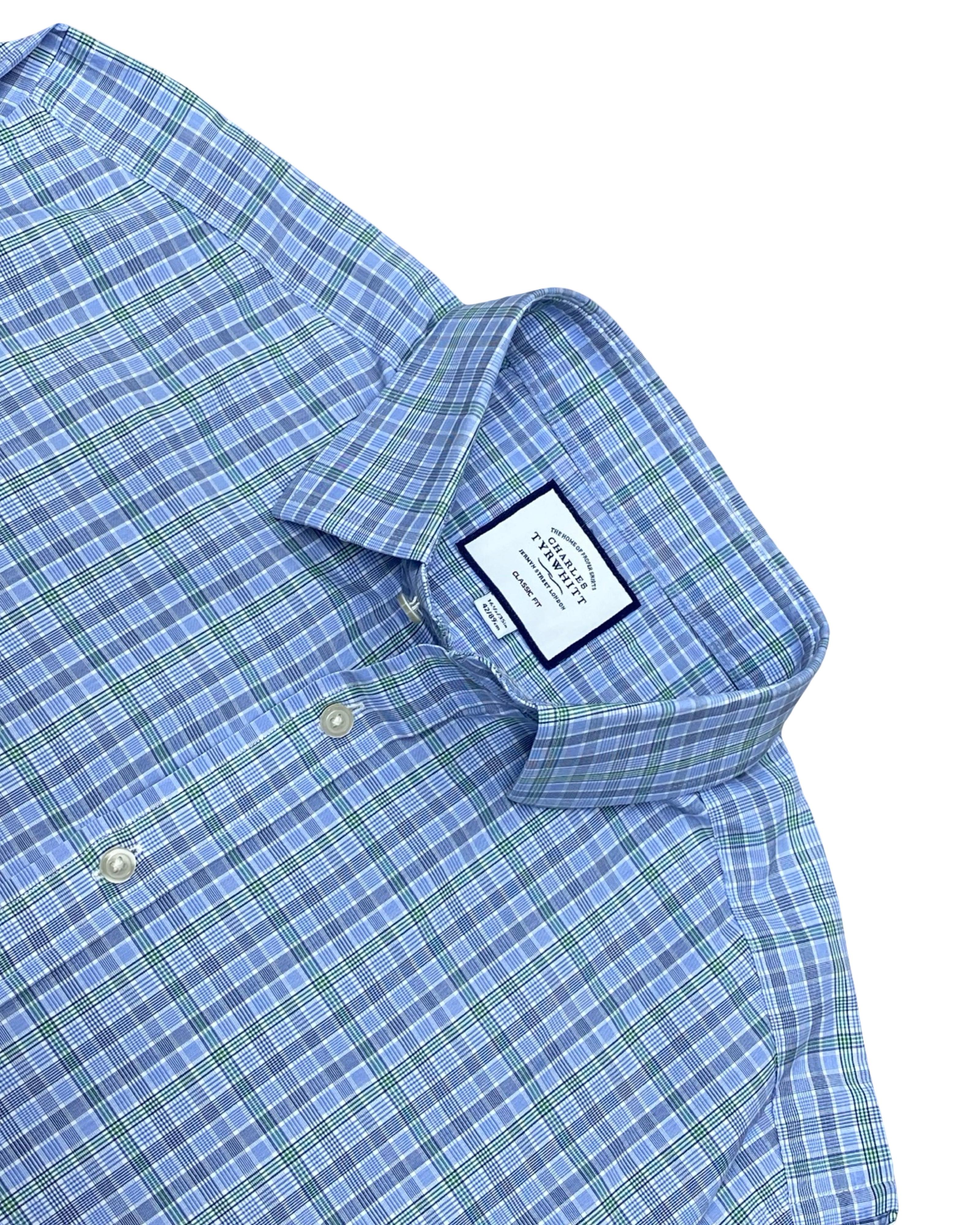 Charles Tyrwhitt Blue Plaid Shirt | Size Large | Chest 24.5”