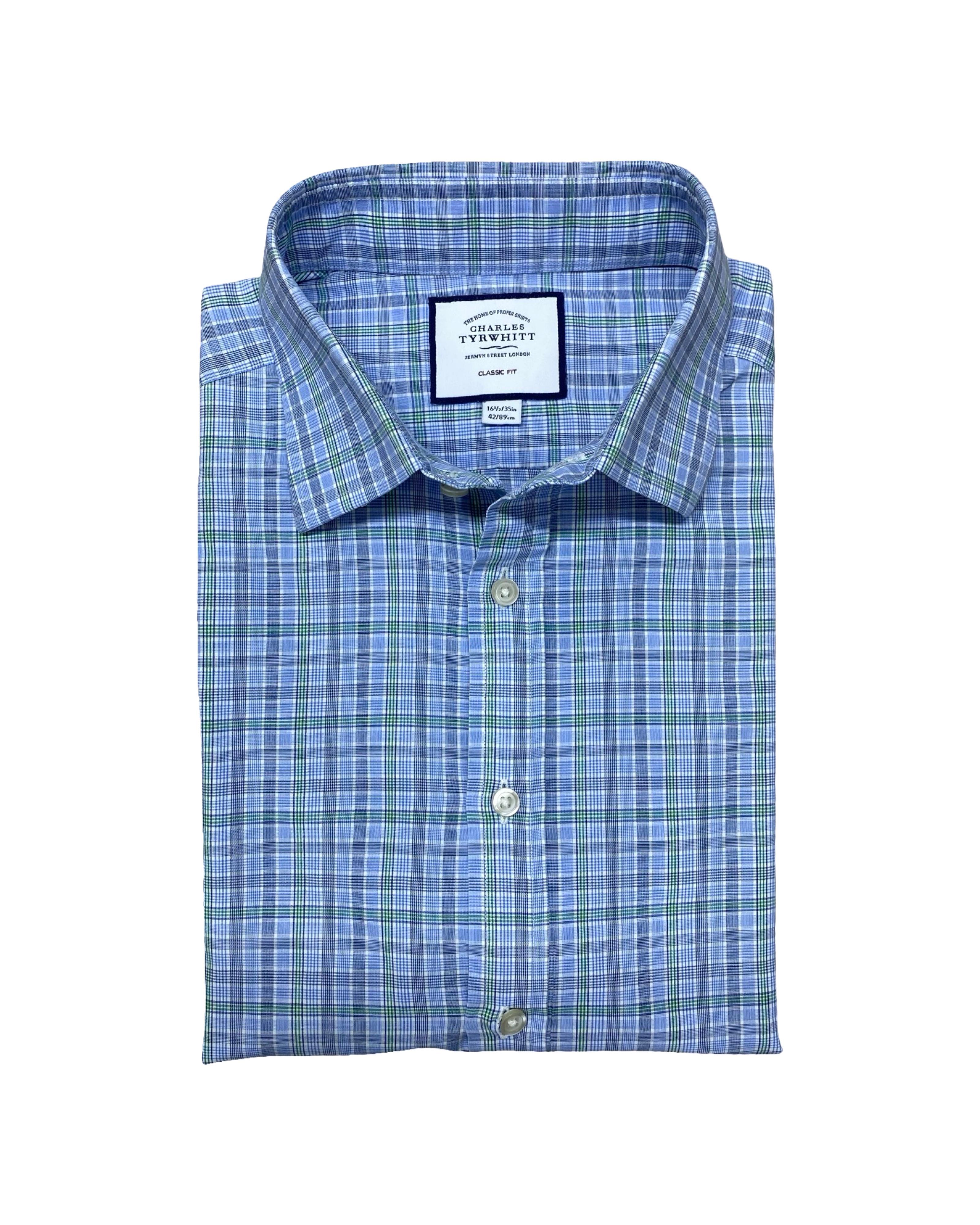 Charles Tyrwhitt Blue Plaid Shirt | Size Large | Chest 24.5”
