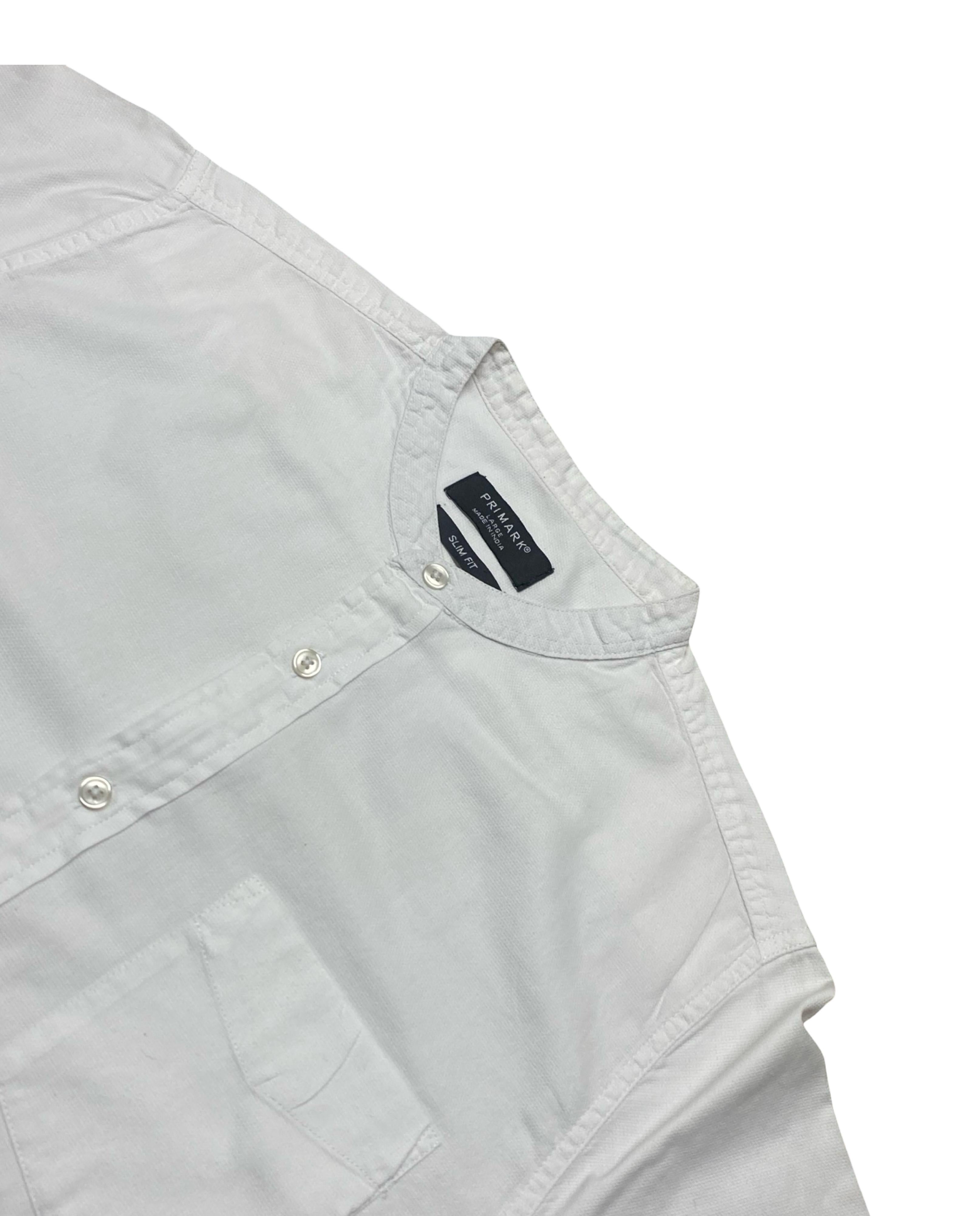 Primark White Grandad Collar Shirt | Medium | Chest 22”
