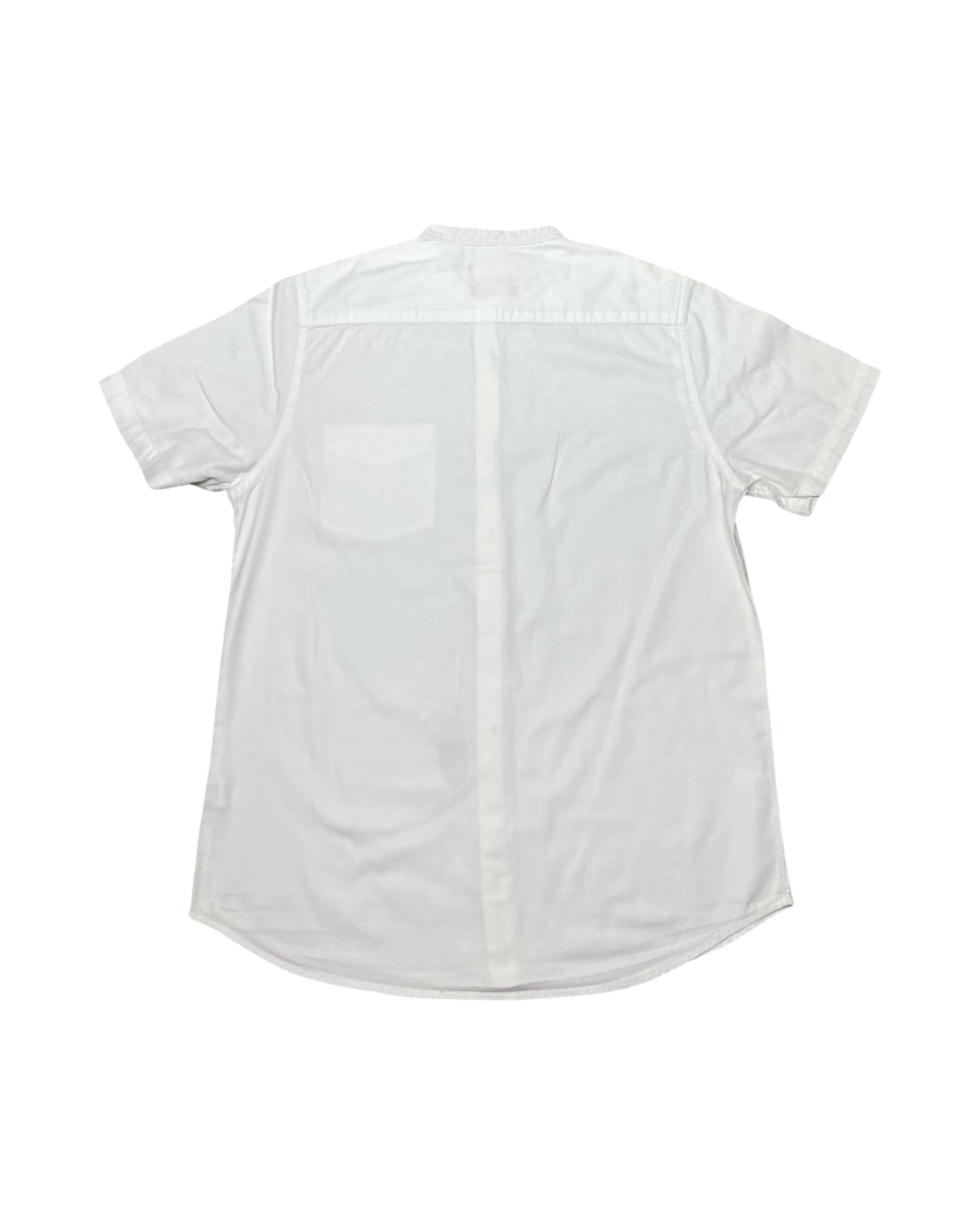 Primark White Grandad Collar Shirt | Medium | Chest 22”