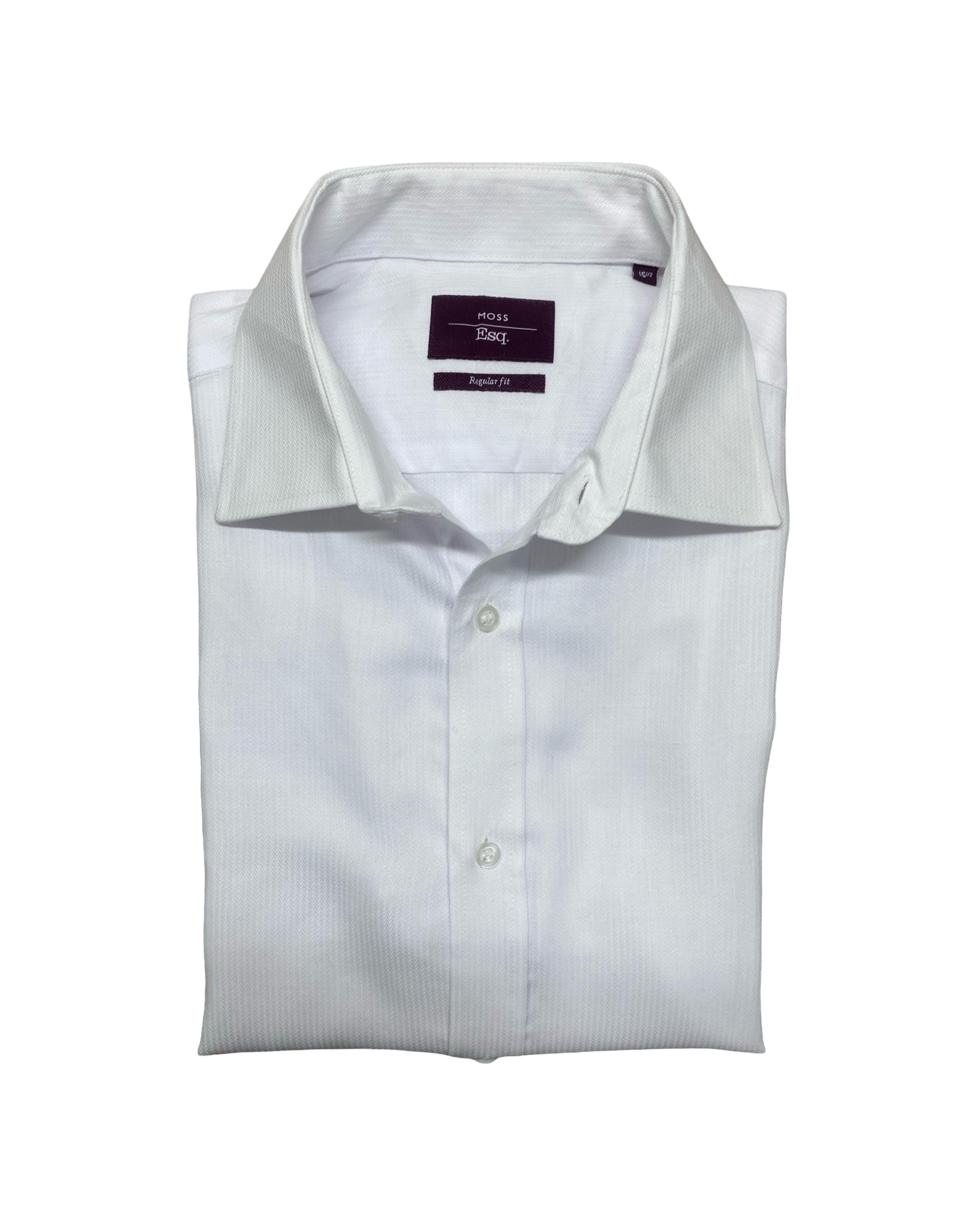 Moss White Dress Shirt | Medium | Chest 22”