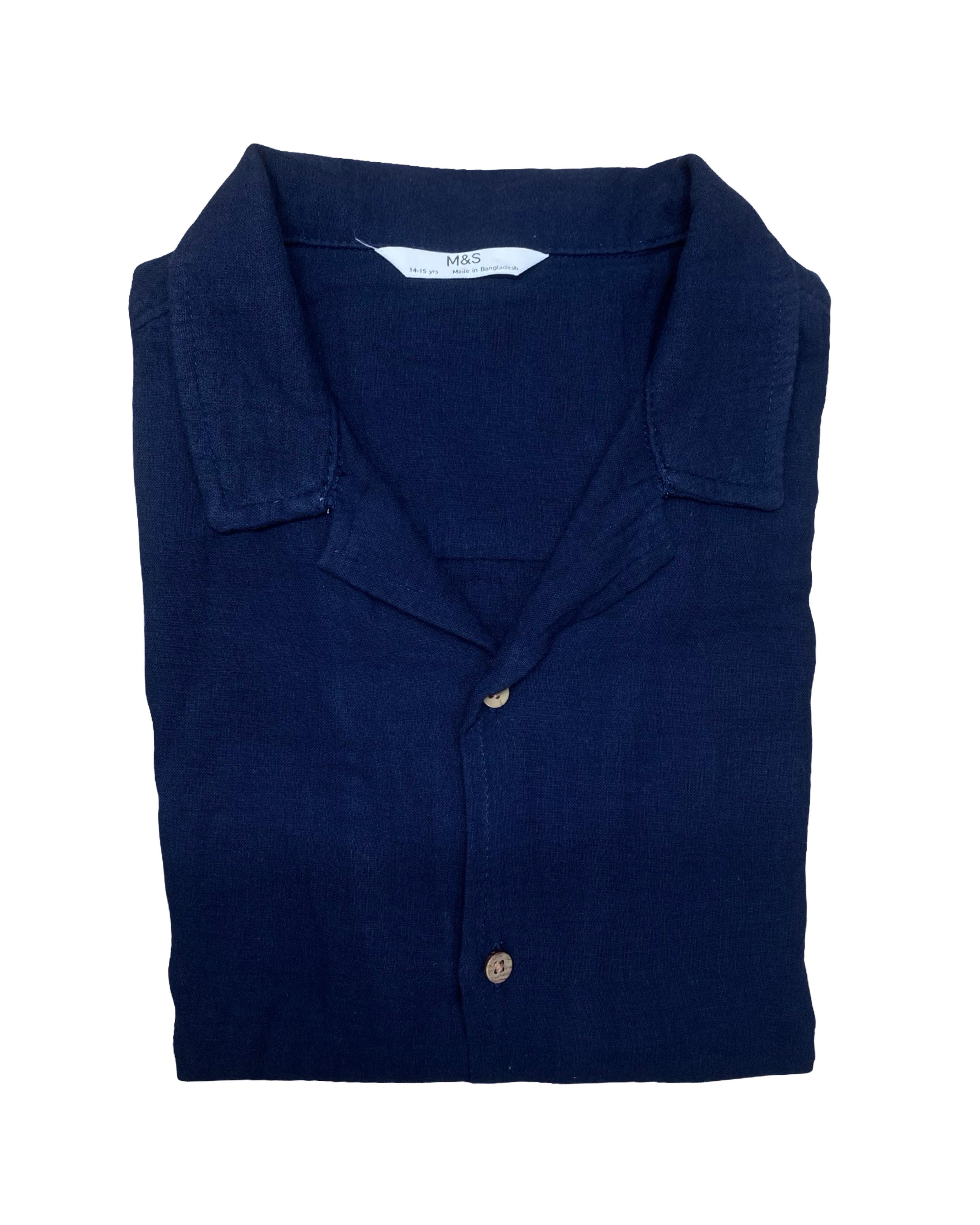 M&S Navy Linen Shirt | Medium | Chest 20.5”