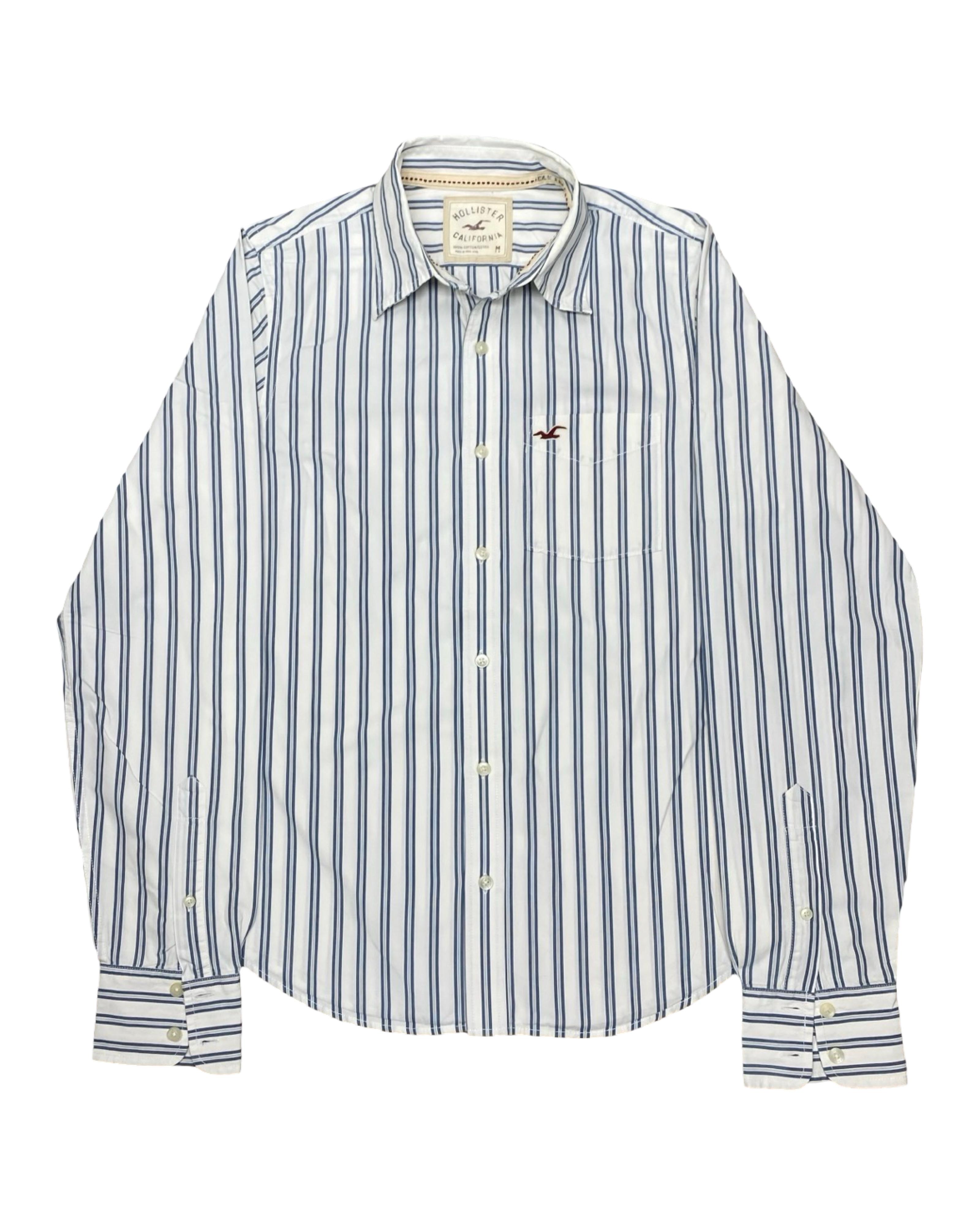 Hollister Striped Button-Up Shirt | Medium | Chest 21.5”