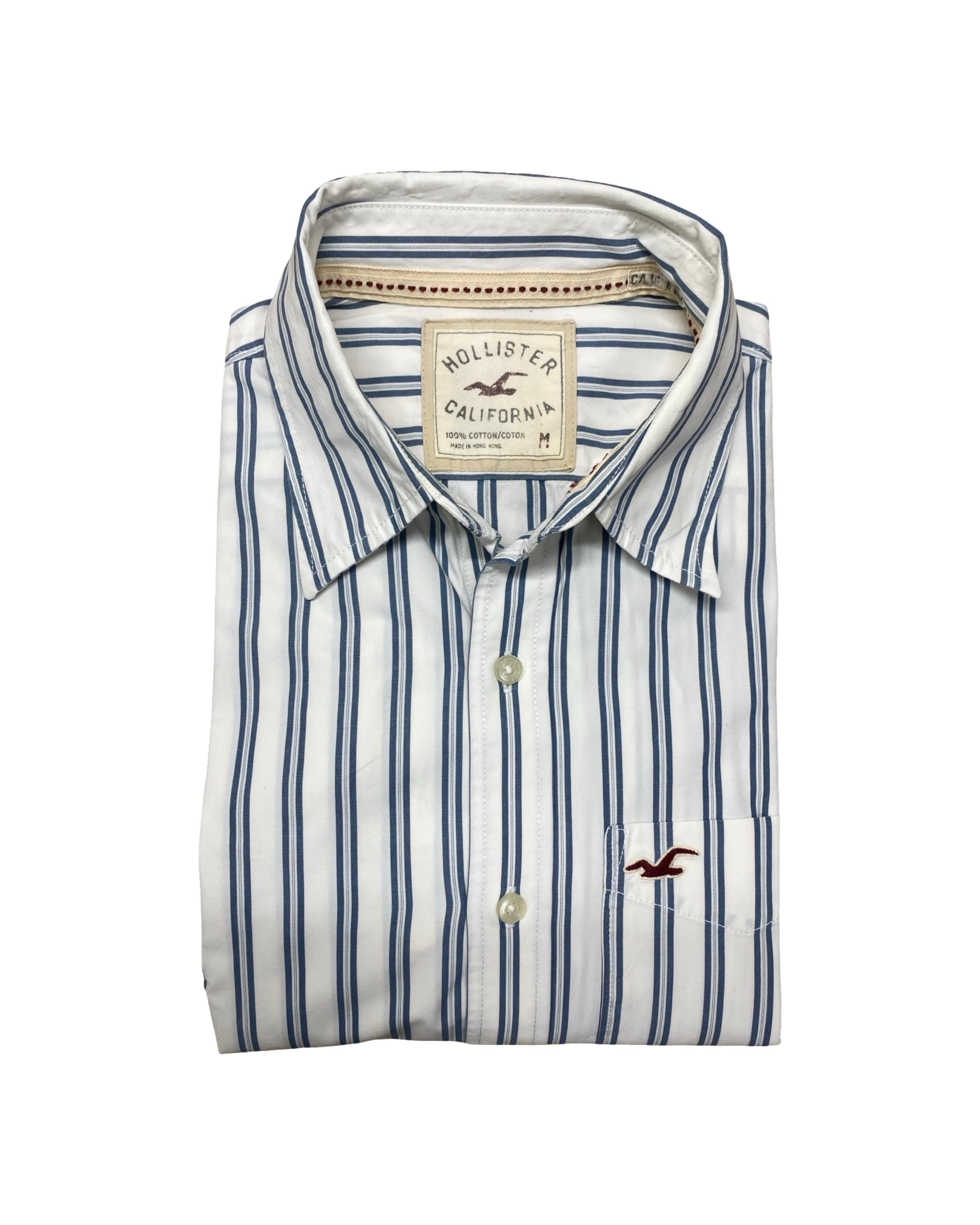 Hollister Striped Button-Up Shirt | Medium | Chest 21.5”