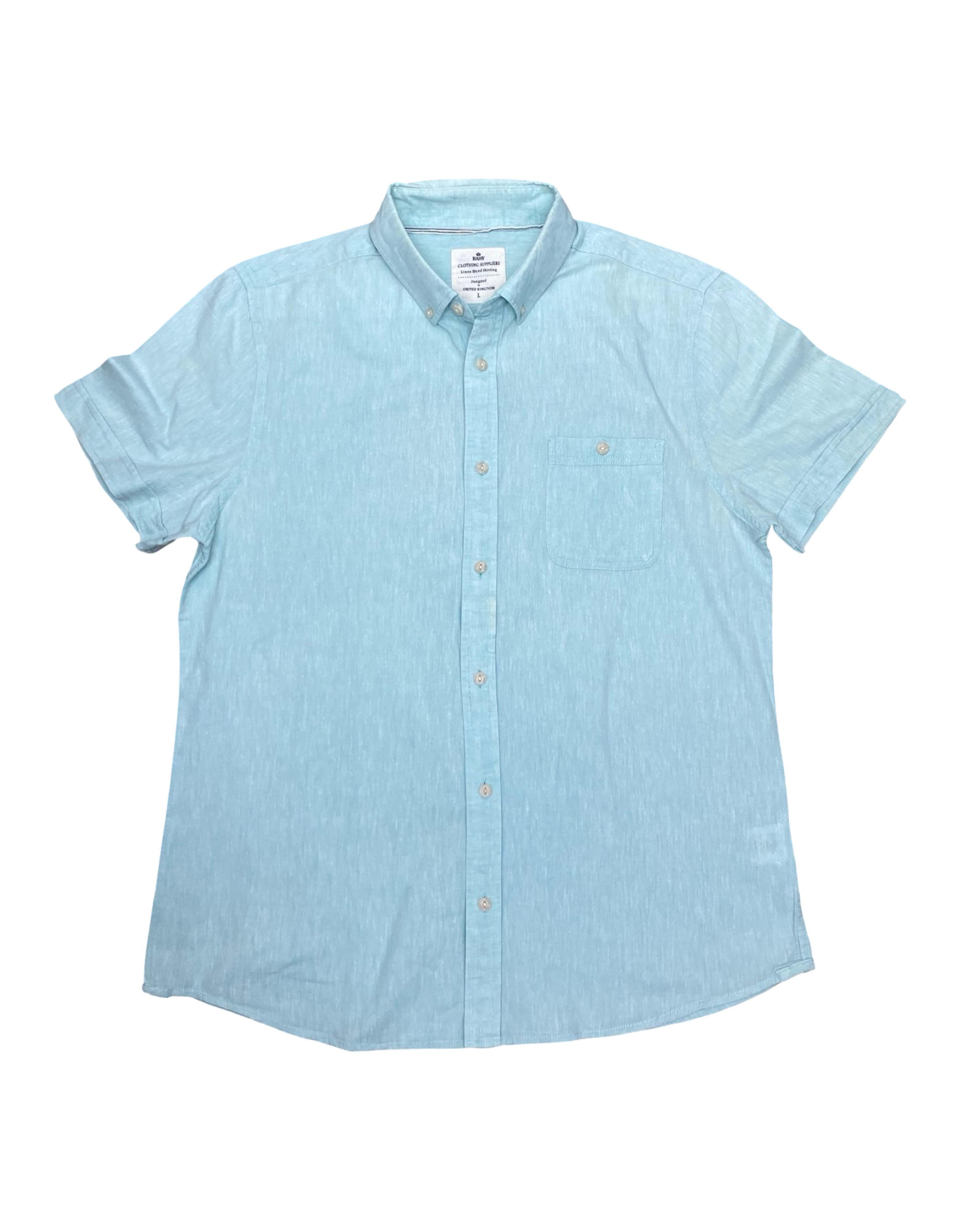 Easy Light Blue Linen Blend Shirt | Medium | Chest 22.5”