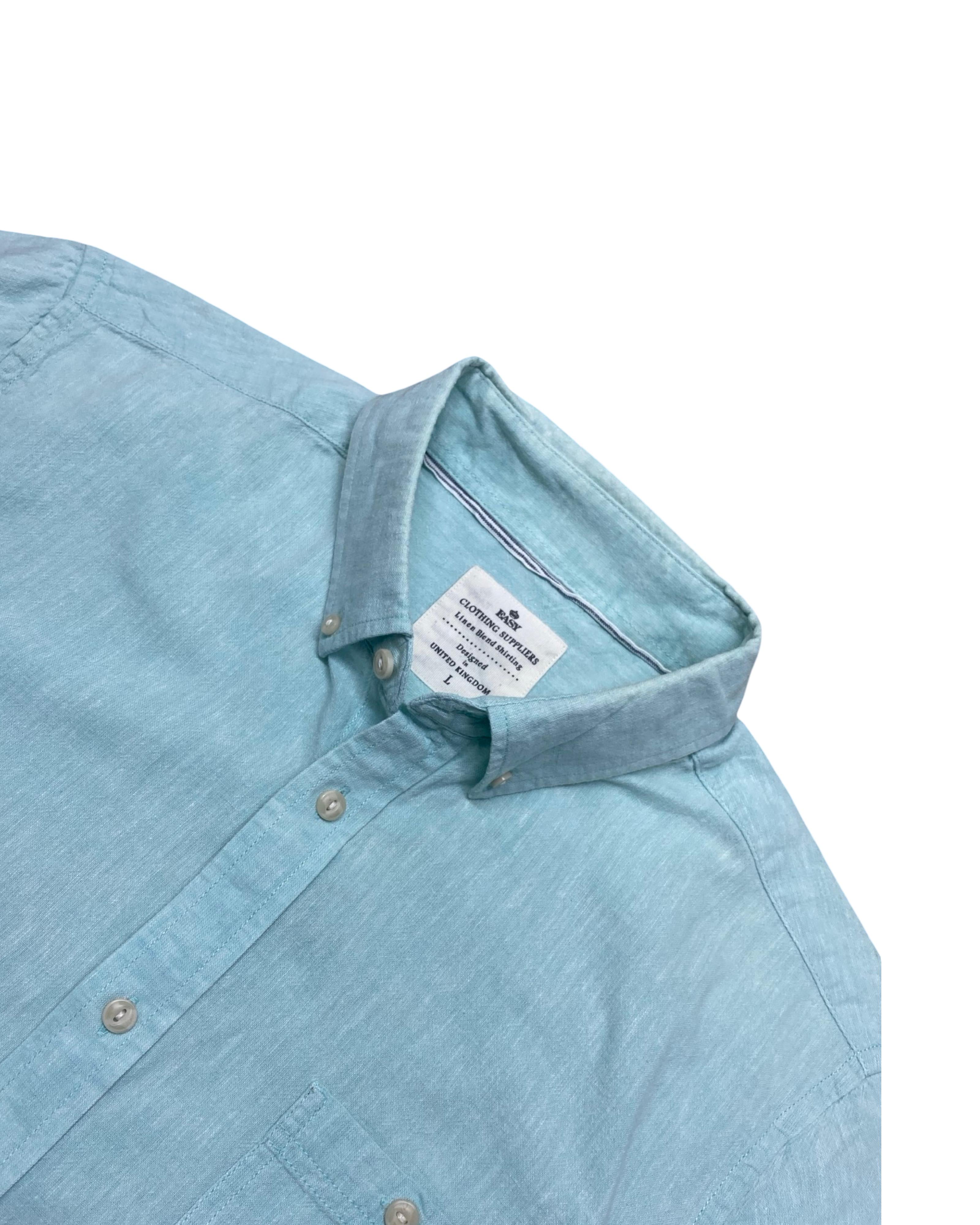 Easy Light Blue Linen Blend Shirt | Medium | Chest 22.5”