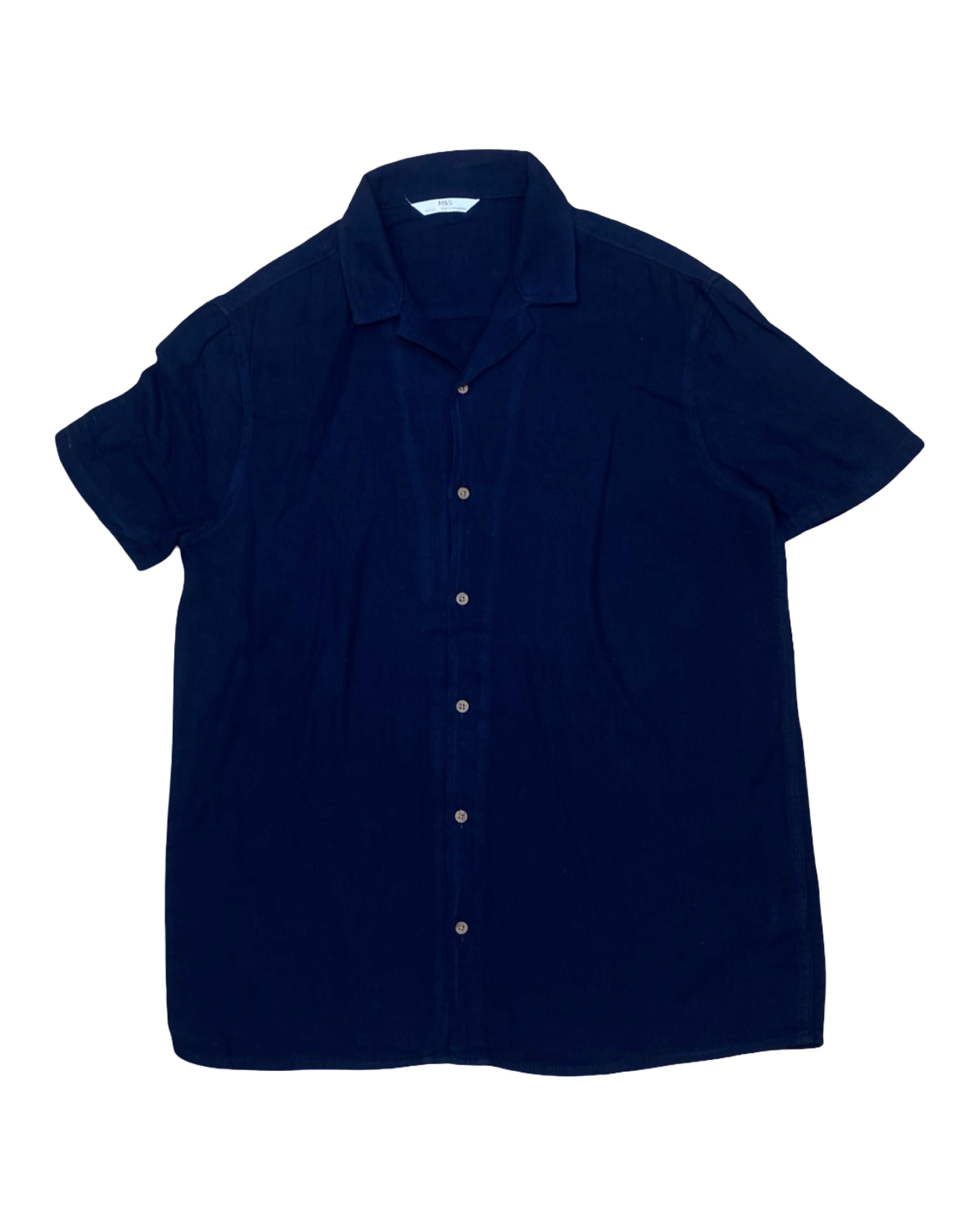 M&S Navy Linen Shirt | Medium | Chest 20.5”