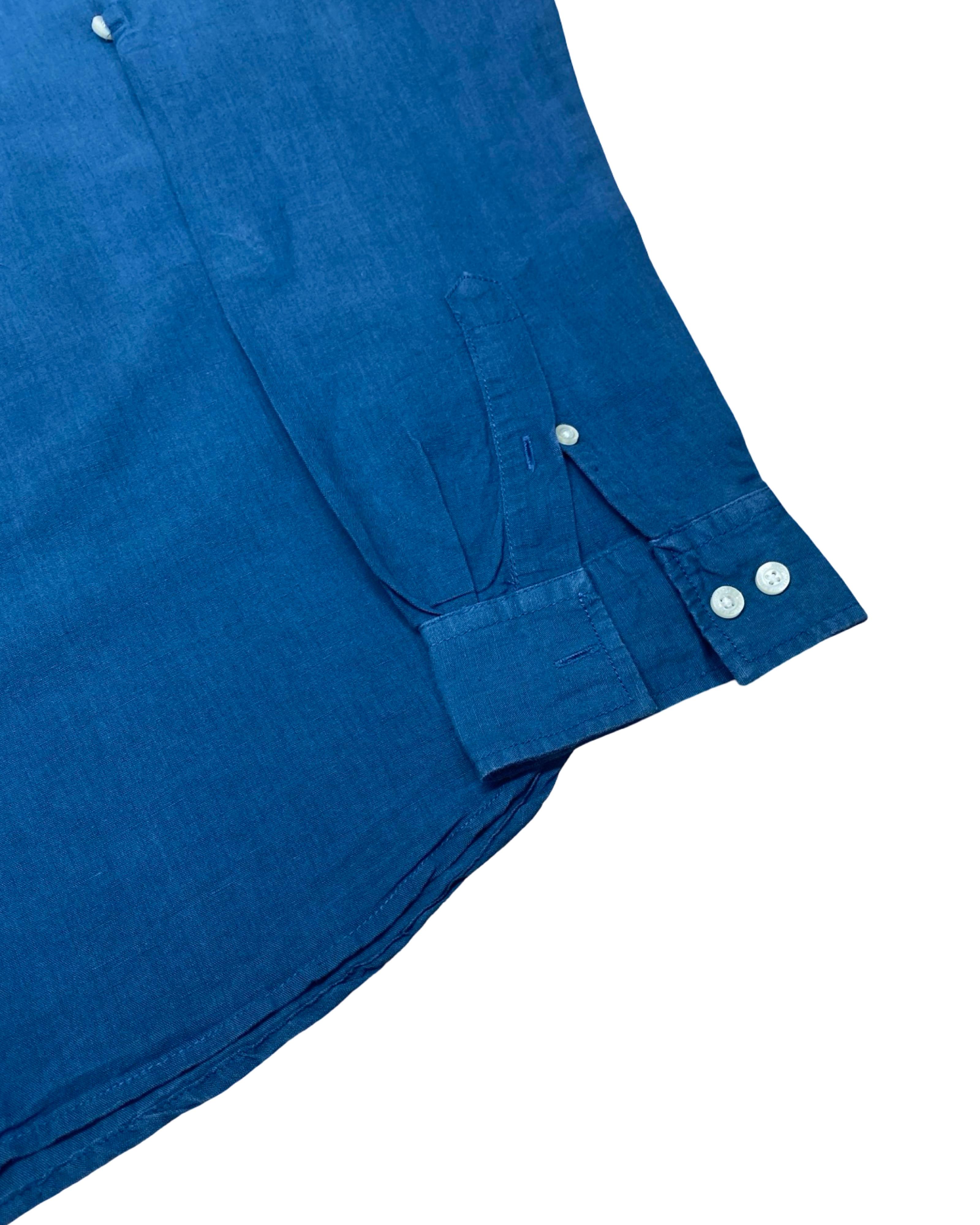 Aeropostale Blue Grandad Collar Shirt | Large | Chest 23”