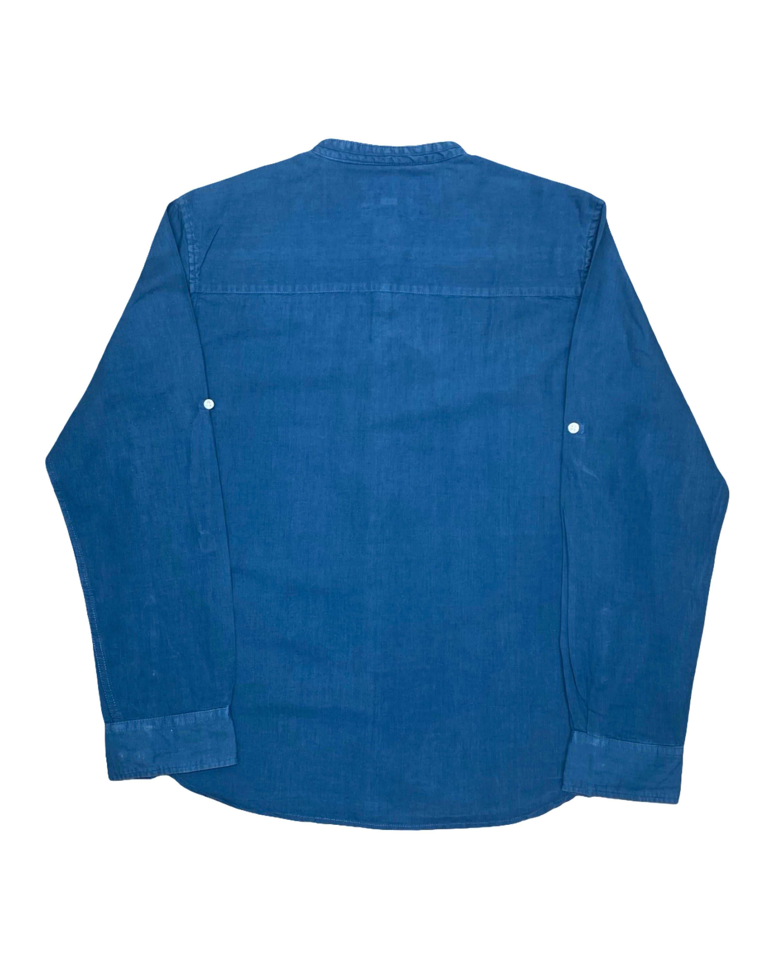 Aeropostale Blue Grandad Collar Shirt | Large | Chest 23”