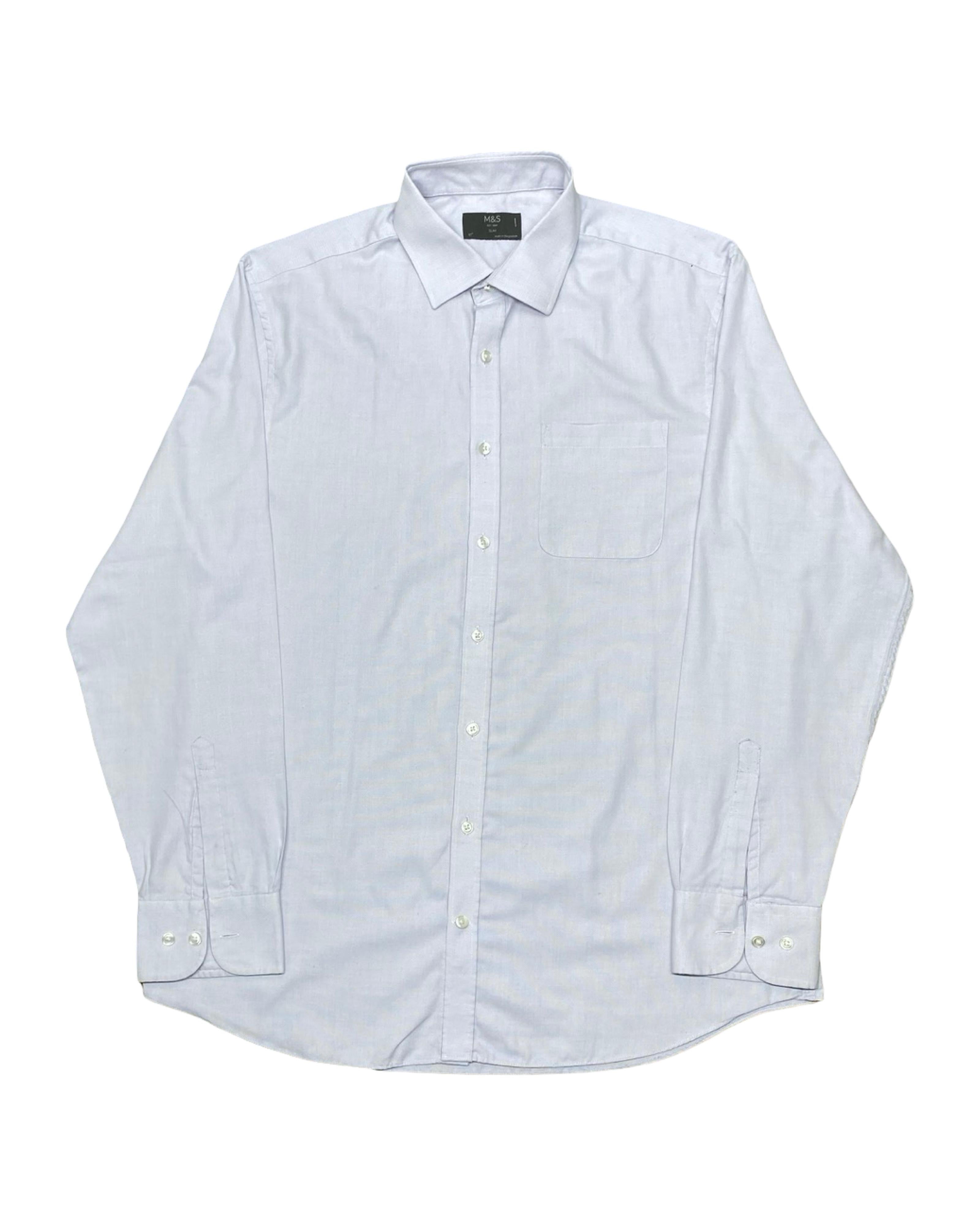 M&S Light Blue Button-Up Shirt | Large | Chest 23”