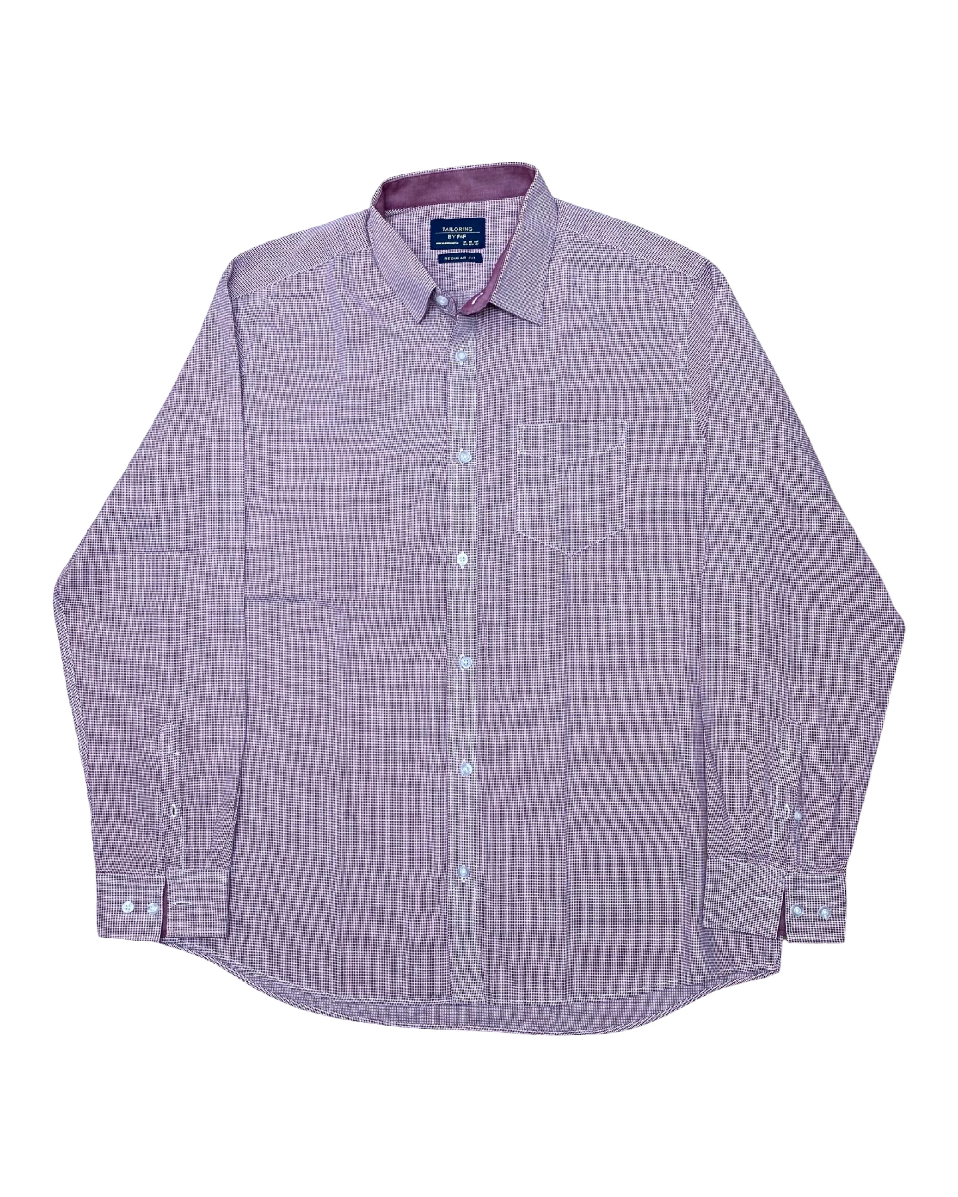 F&F Maroon Microcheck Shirt | Large | Chest 24.5”