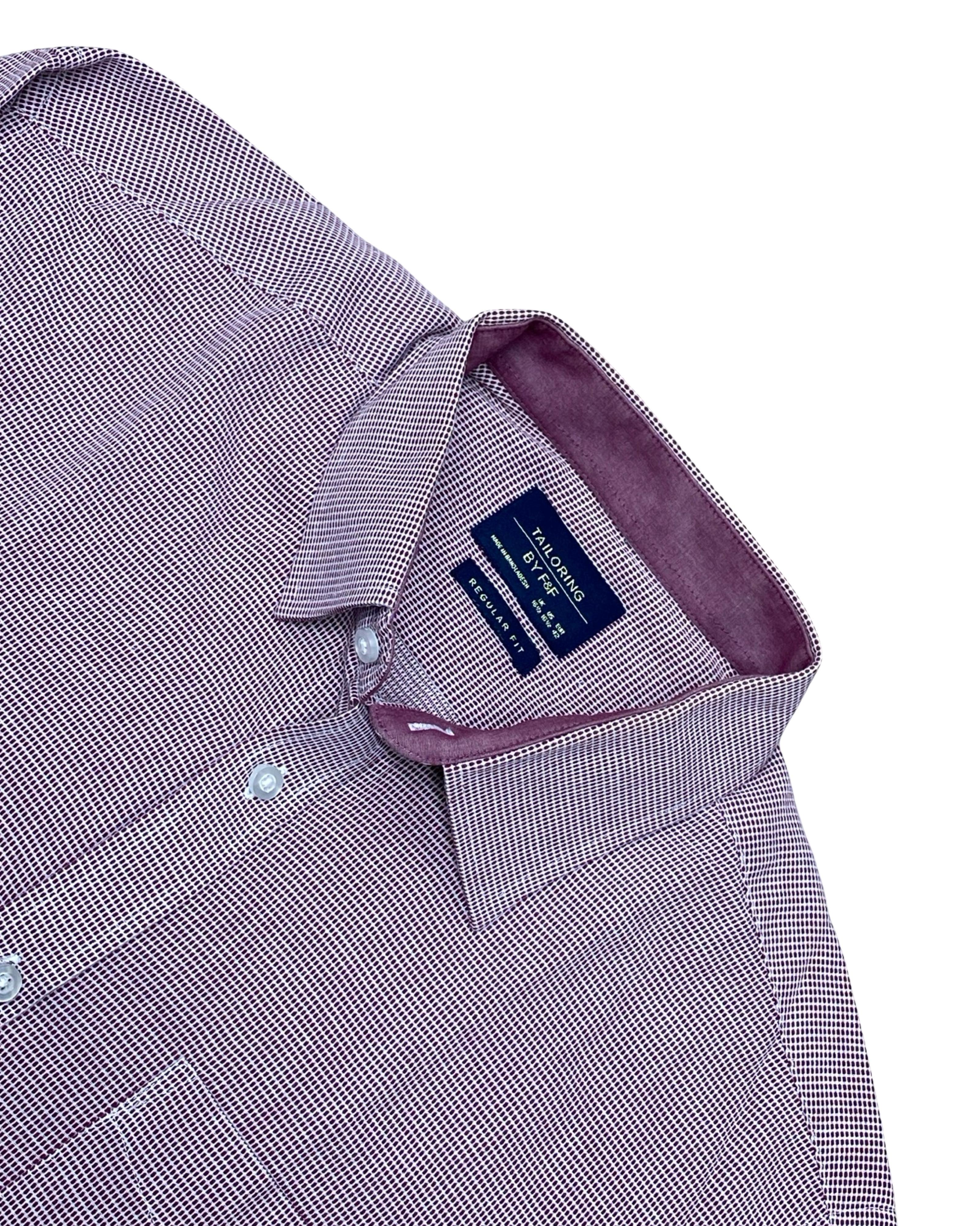 F&F Maroon Microcheck Shirt | Large | Chest 24.5”