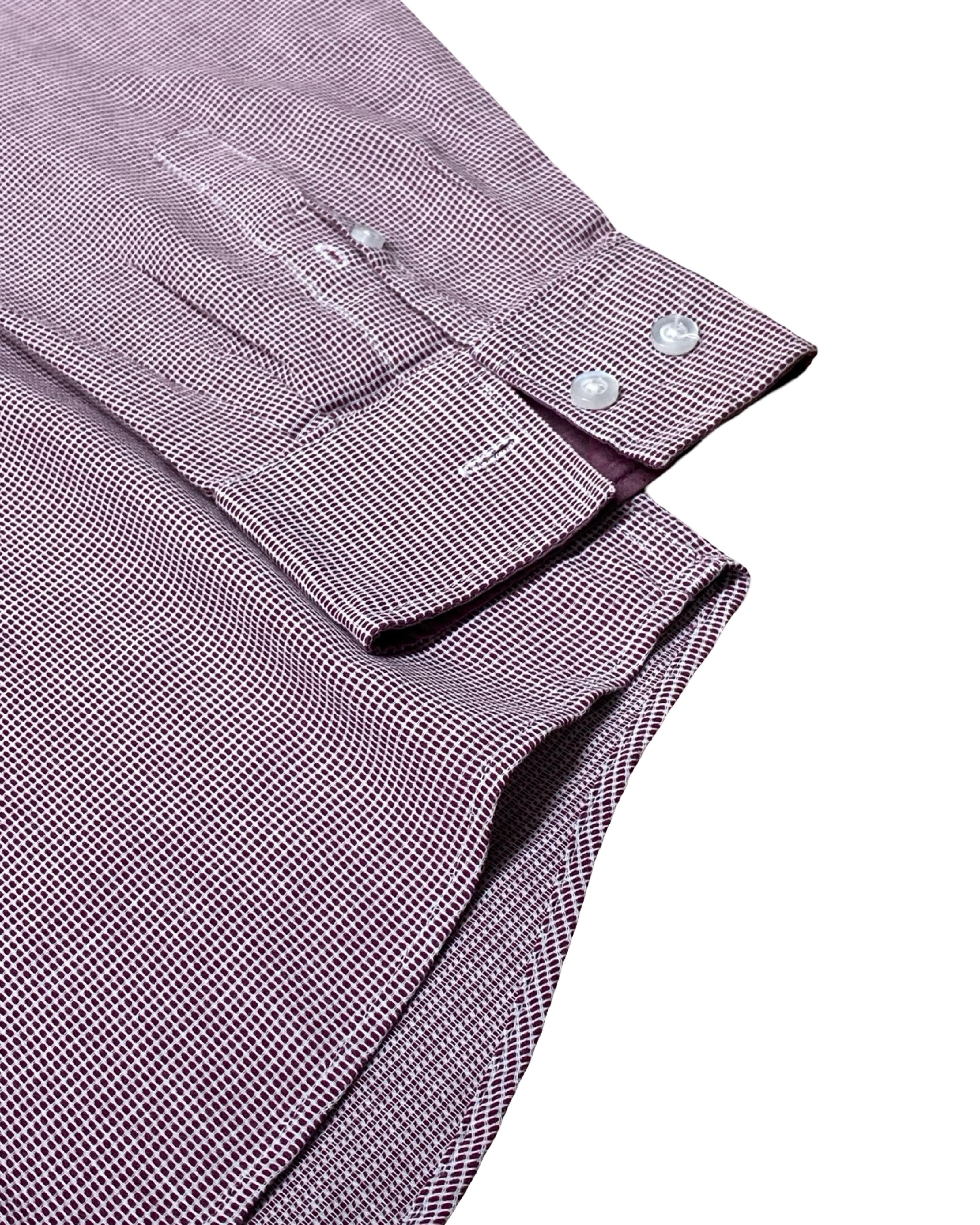 F&F Maroon Microcheck Shirt | Large | Chest 24.5”