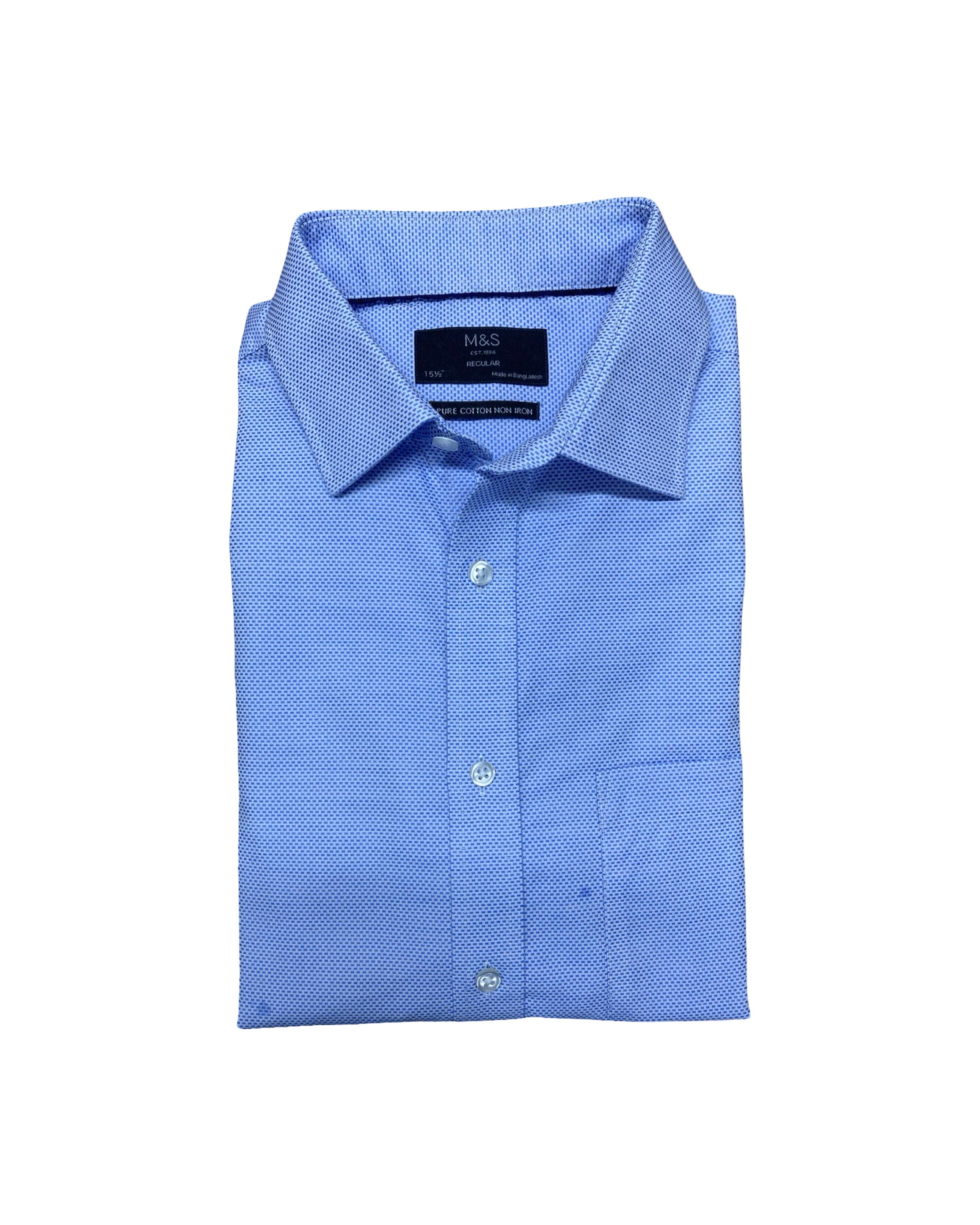 M&S Blue Microdot Shirt | Medium | Chest 22.5”
