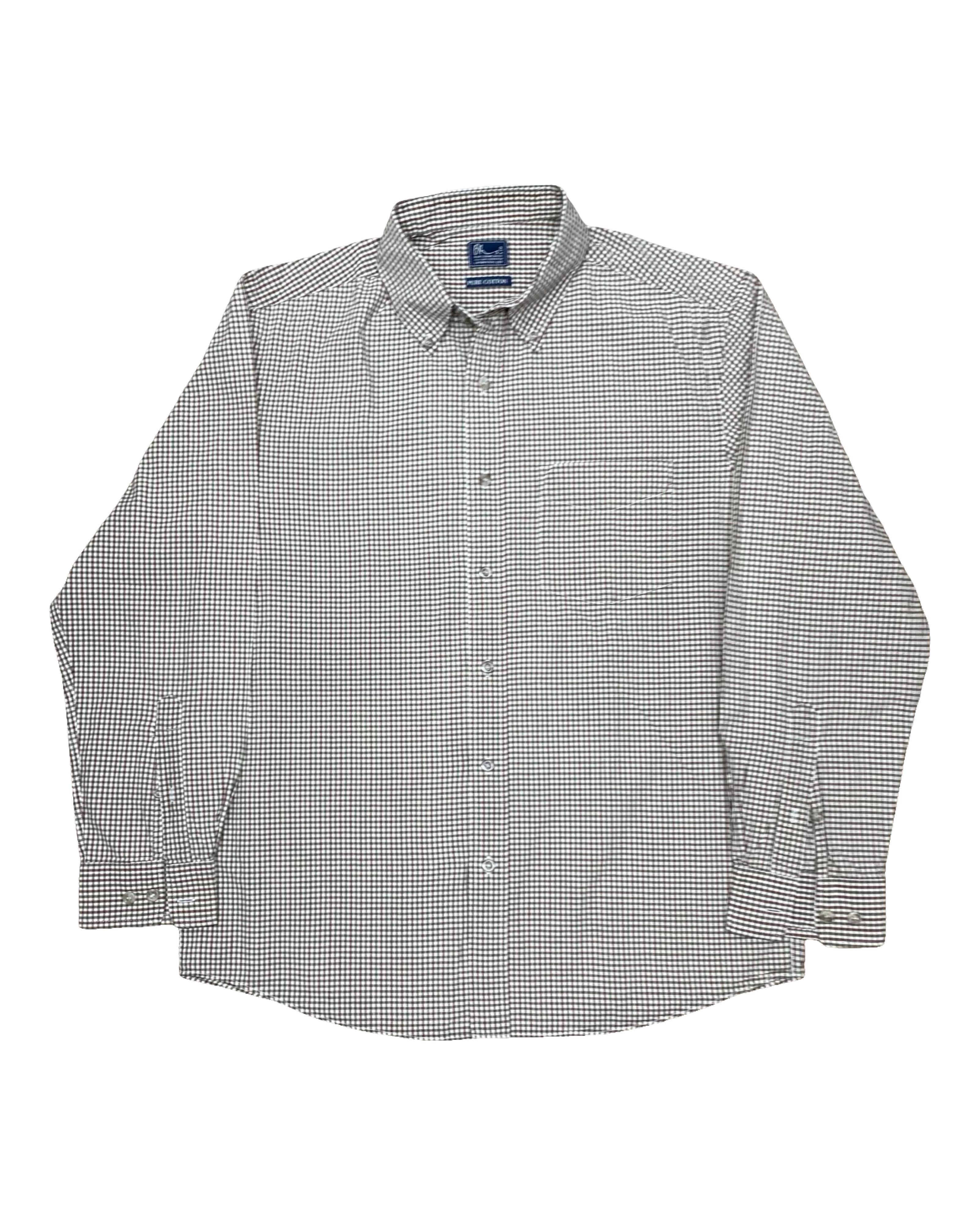 BHS Pure Cotton Brown Check Shirt | Medium | Chest 22.5”