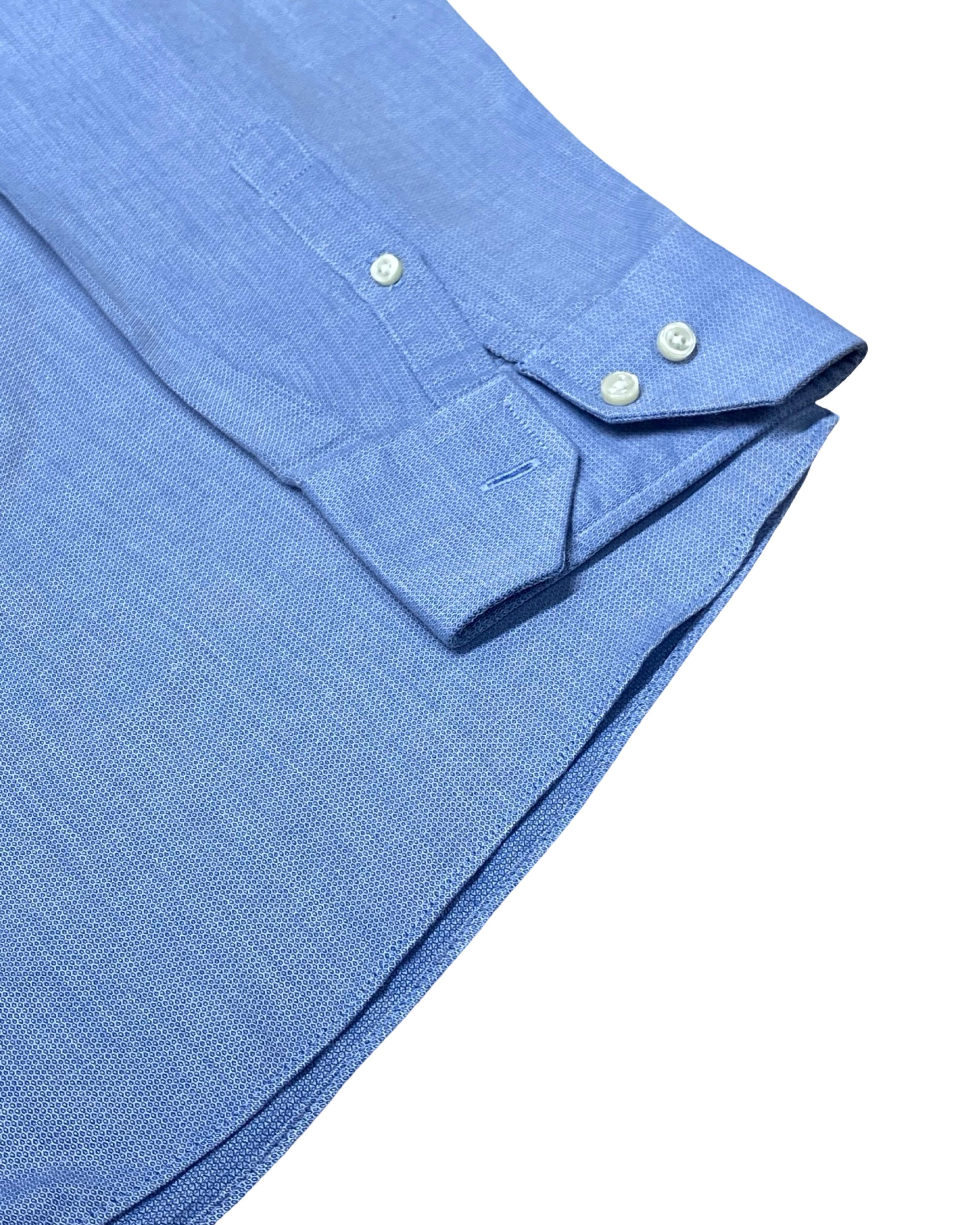 Next Blue Textured Shirt | Large | Chest 25”
