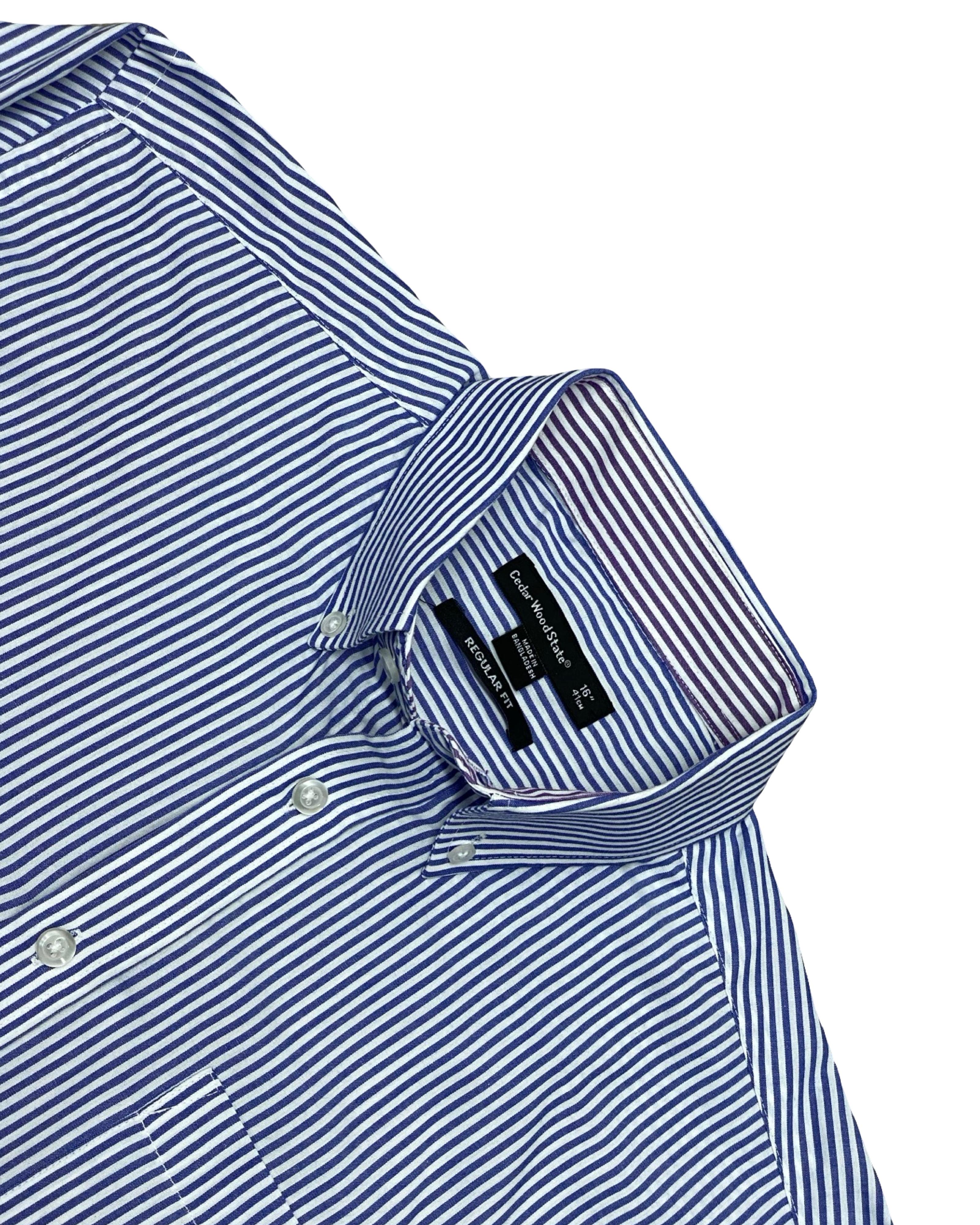 Cedar Wood State Blue Striped Shirt | Medium | Chest 22.5”