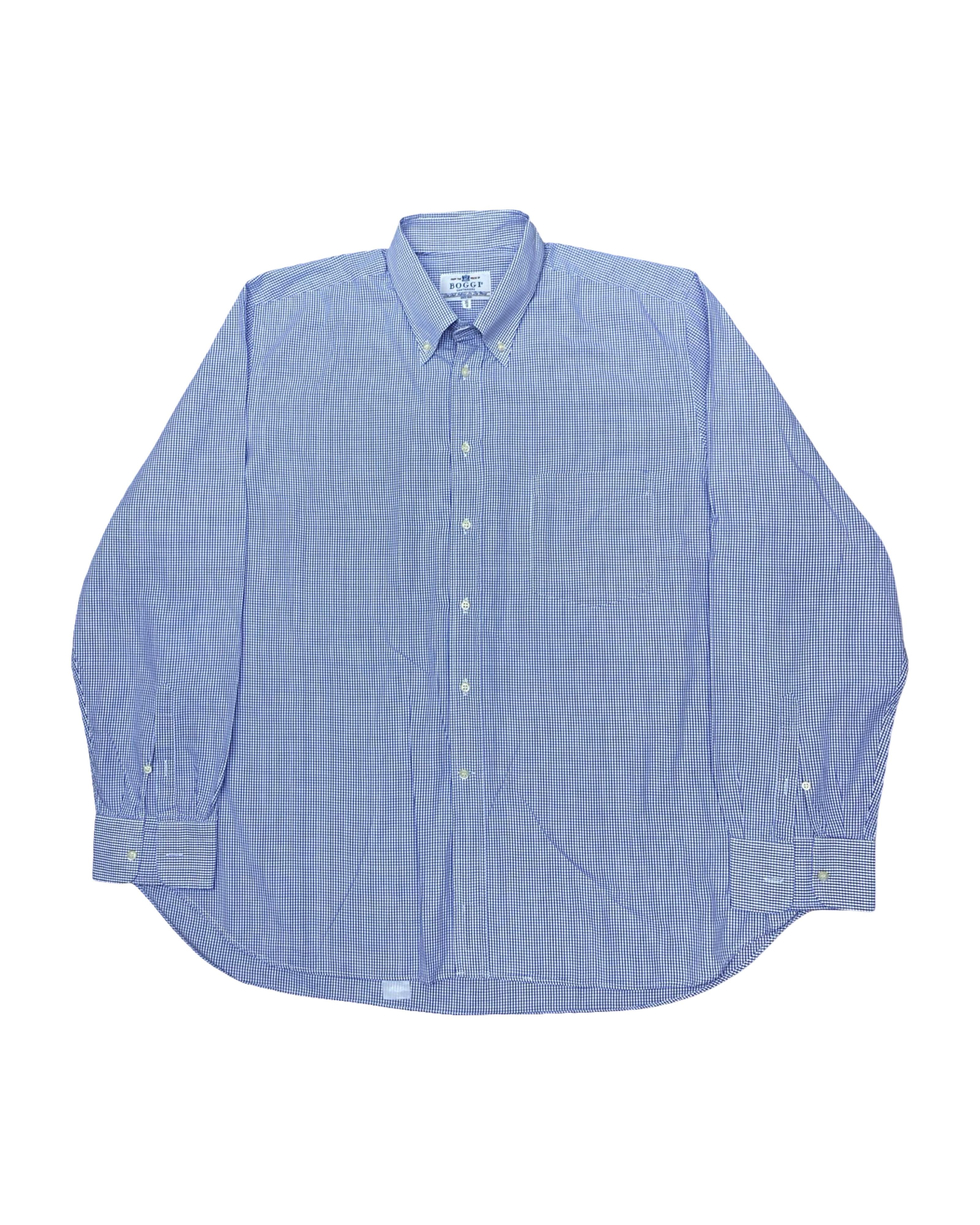 Boggi Blue Microcheck Shirt | XL | Chest 27”