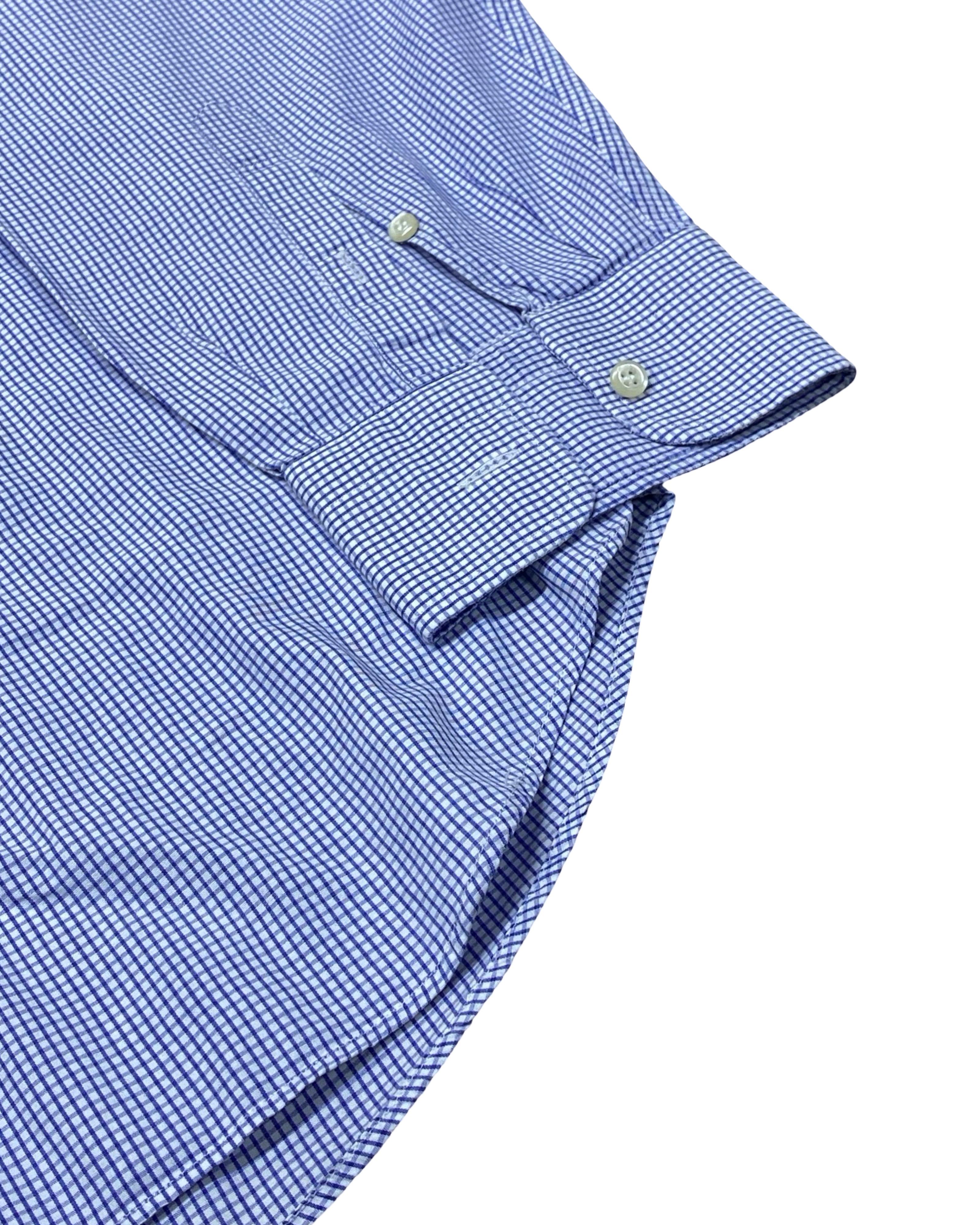 Boggi Blue Microcheck Shirt | XL | Chest 27”