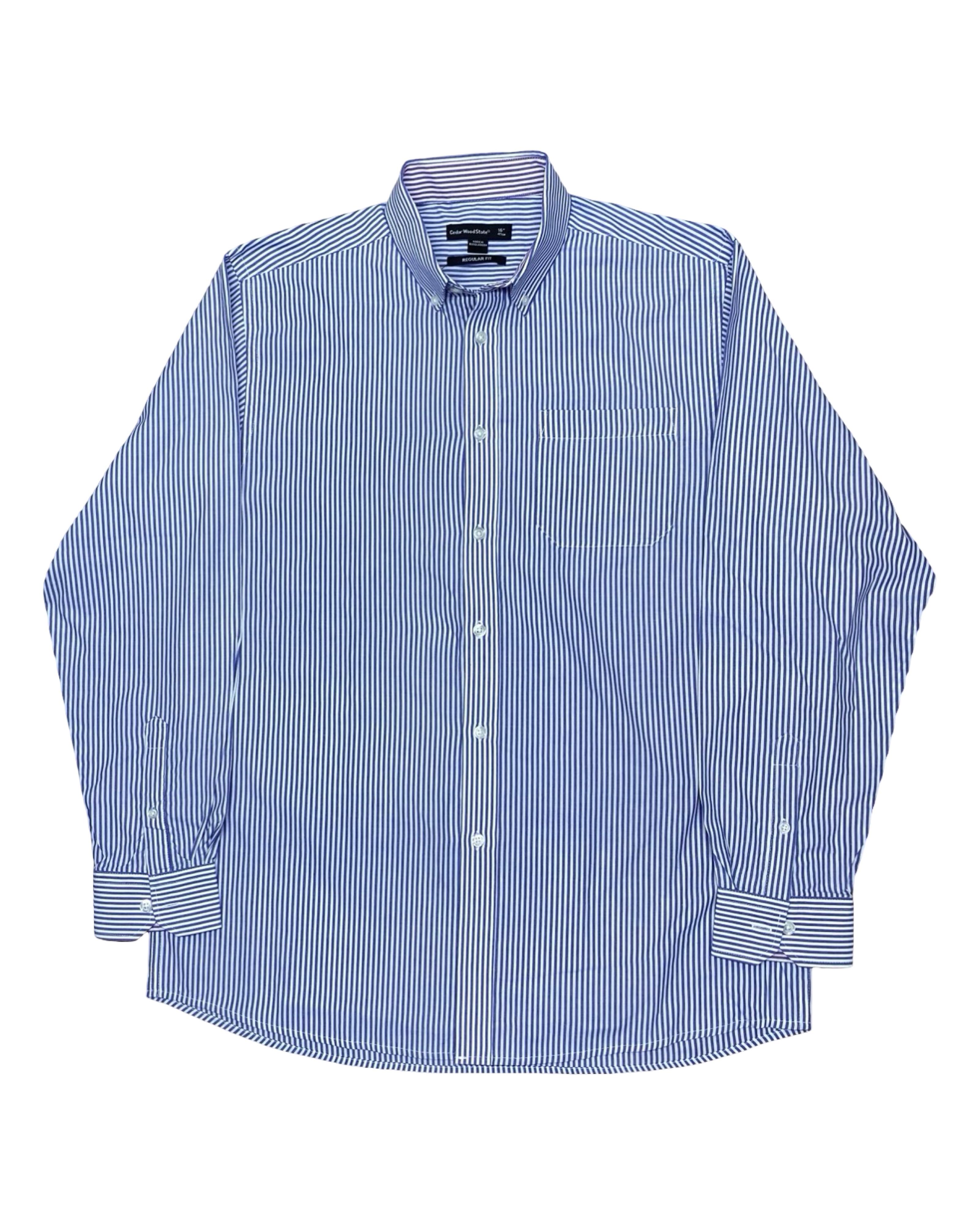 Cedar Wood State Blue Striped Shirt | Medium | Chest 22.5”