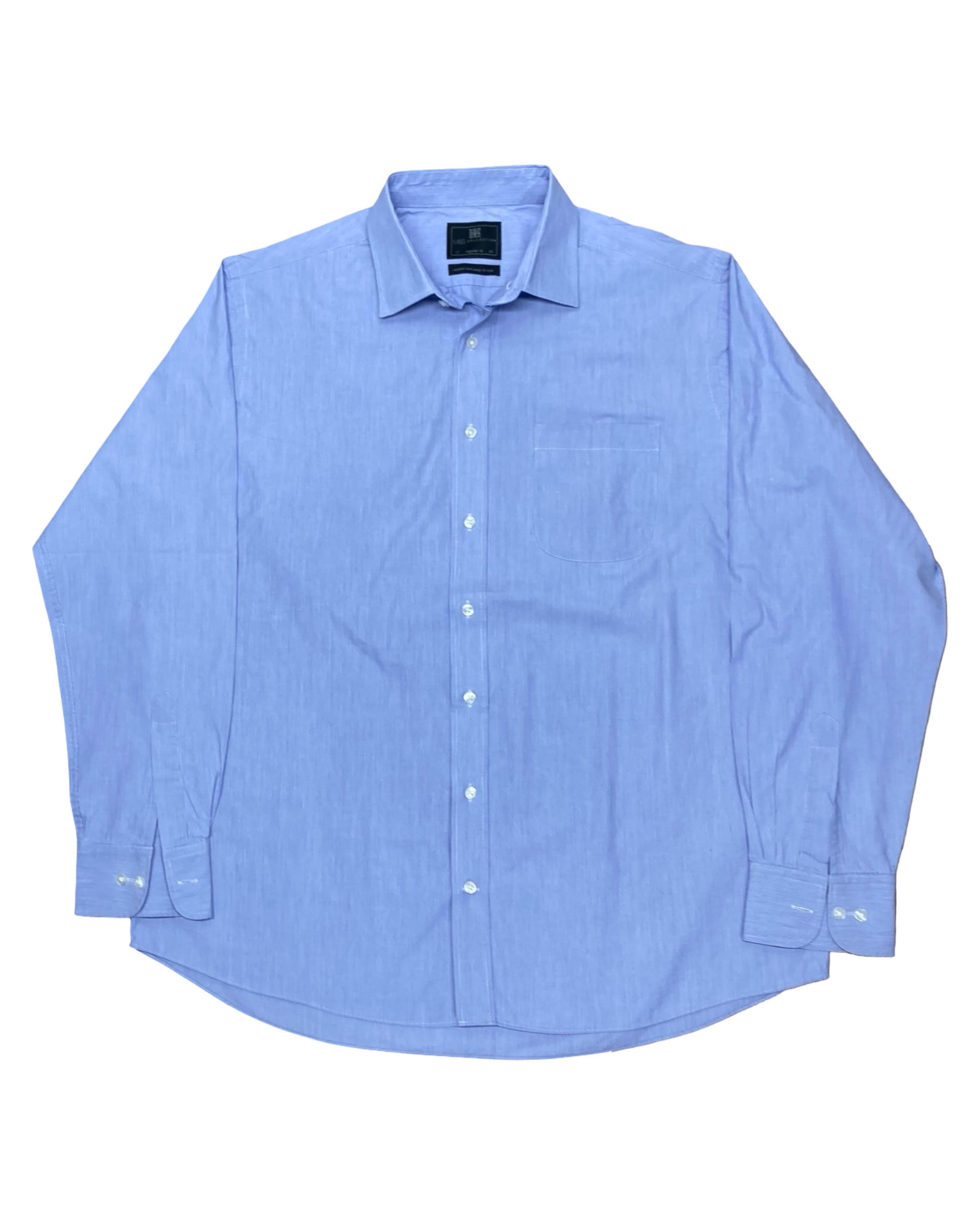 M&S Blue Pinstripe Shirt | Large | Chest 25.5”