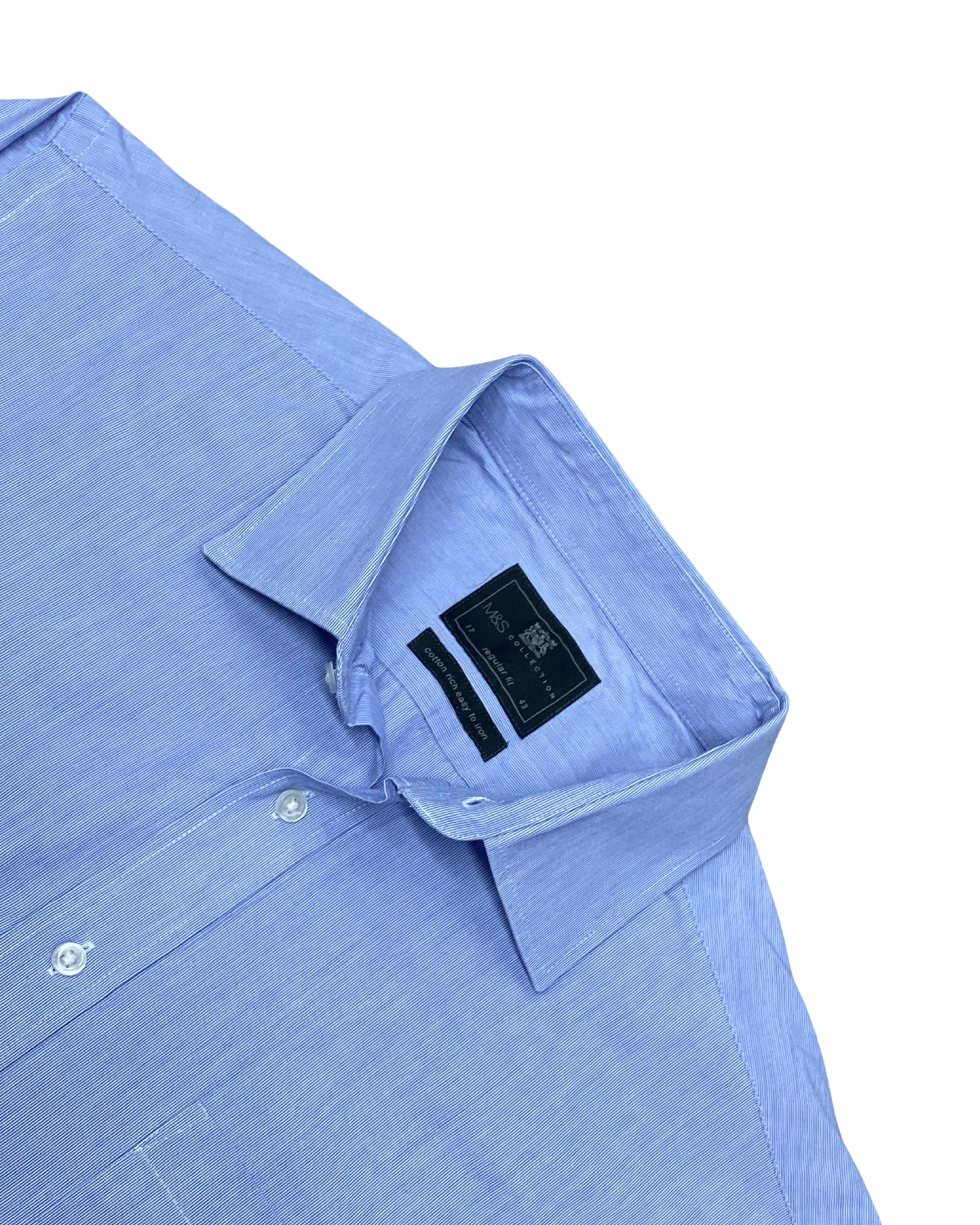 M&S Blue Pinstripe Shirt | Large | Chest 25.5”