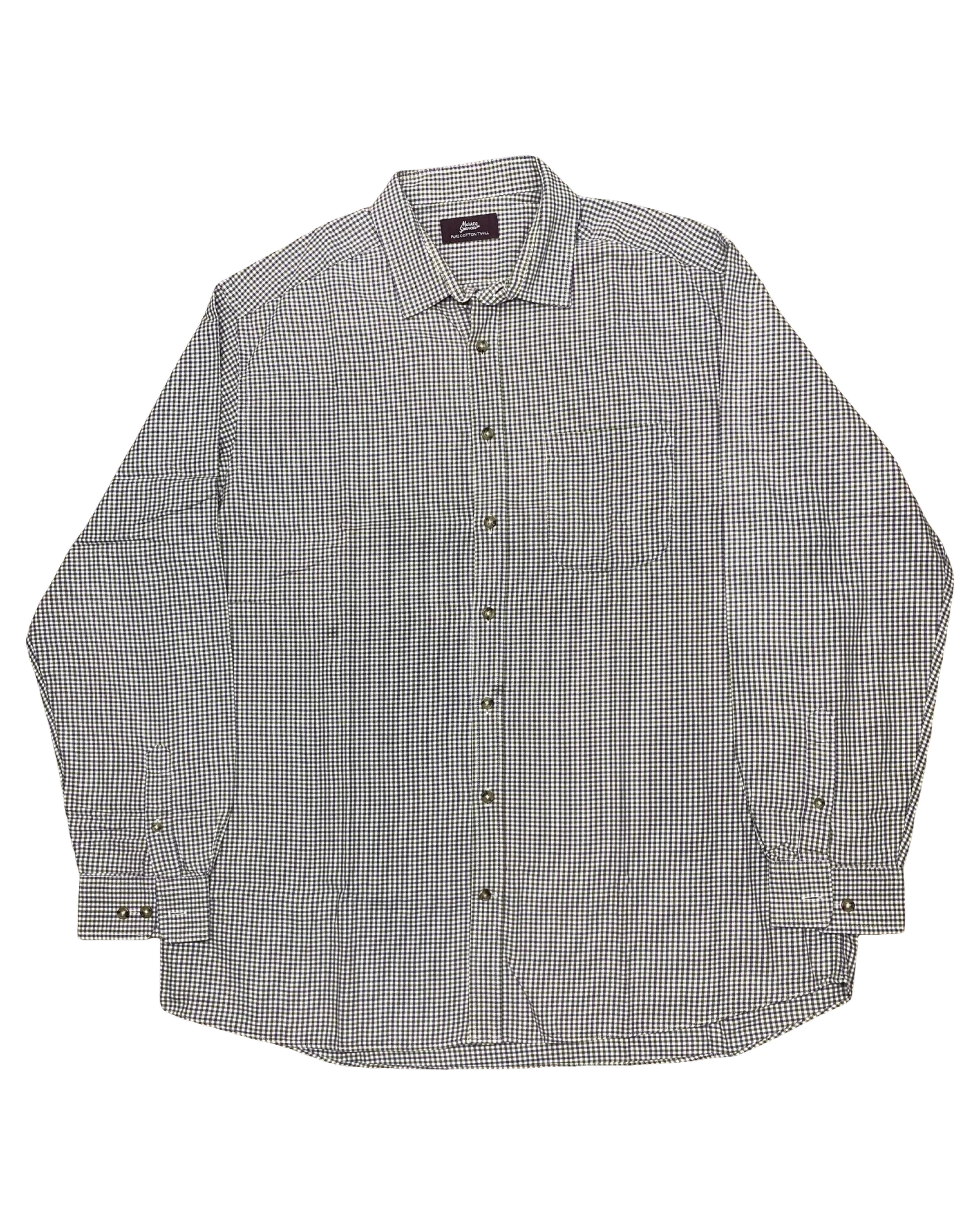 M&S Pure Cotton Twill Check Shirt | XL | Chest 27”
