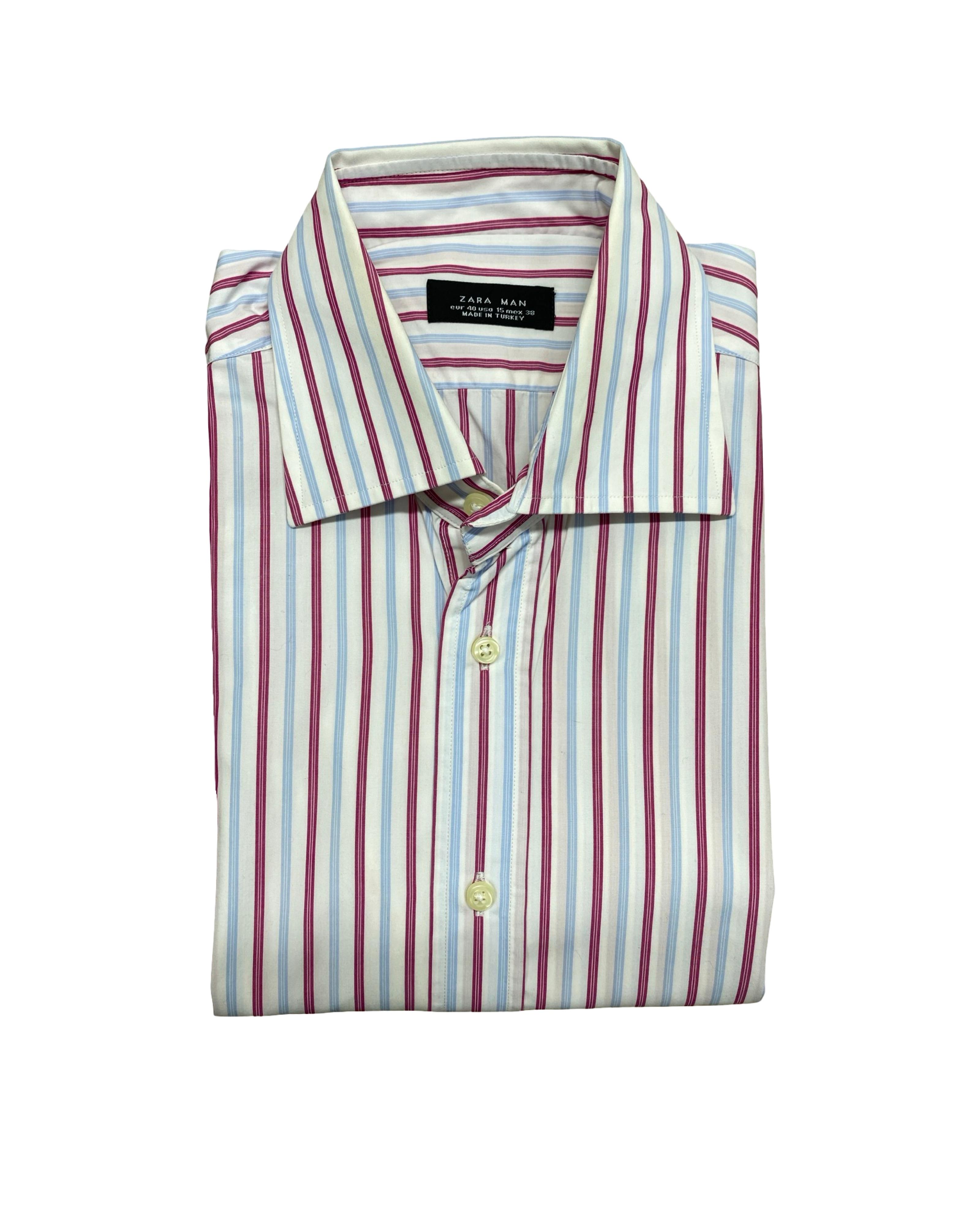 Zara Man Multicolor Stripe Shirt | Medium | Chest 22”