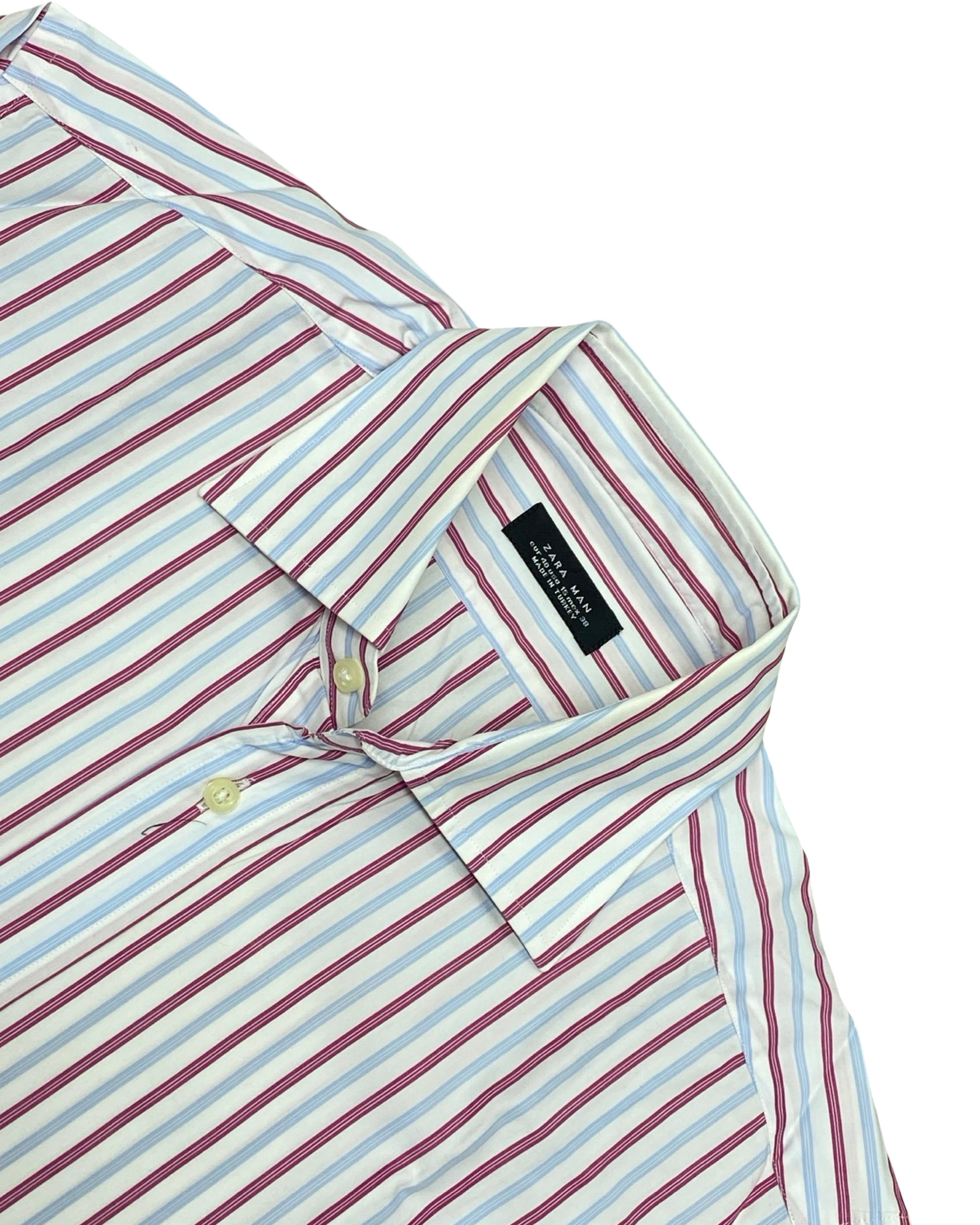 Zara Man Multicolor Stripe Shirt | Medium | Chest 22”