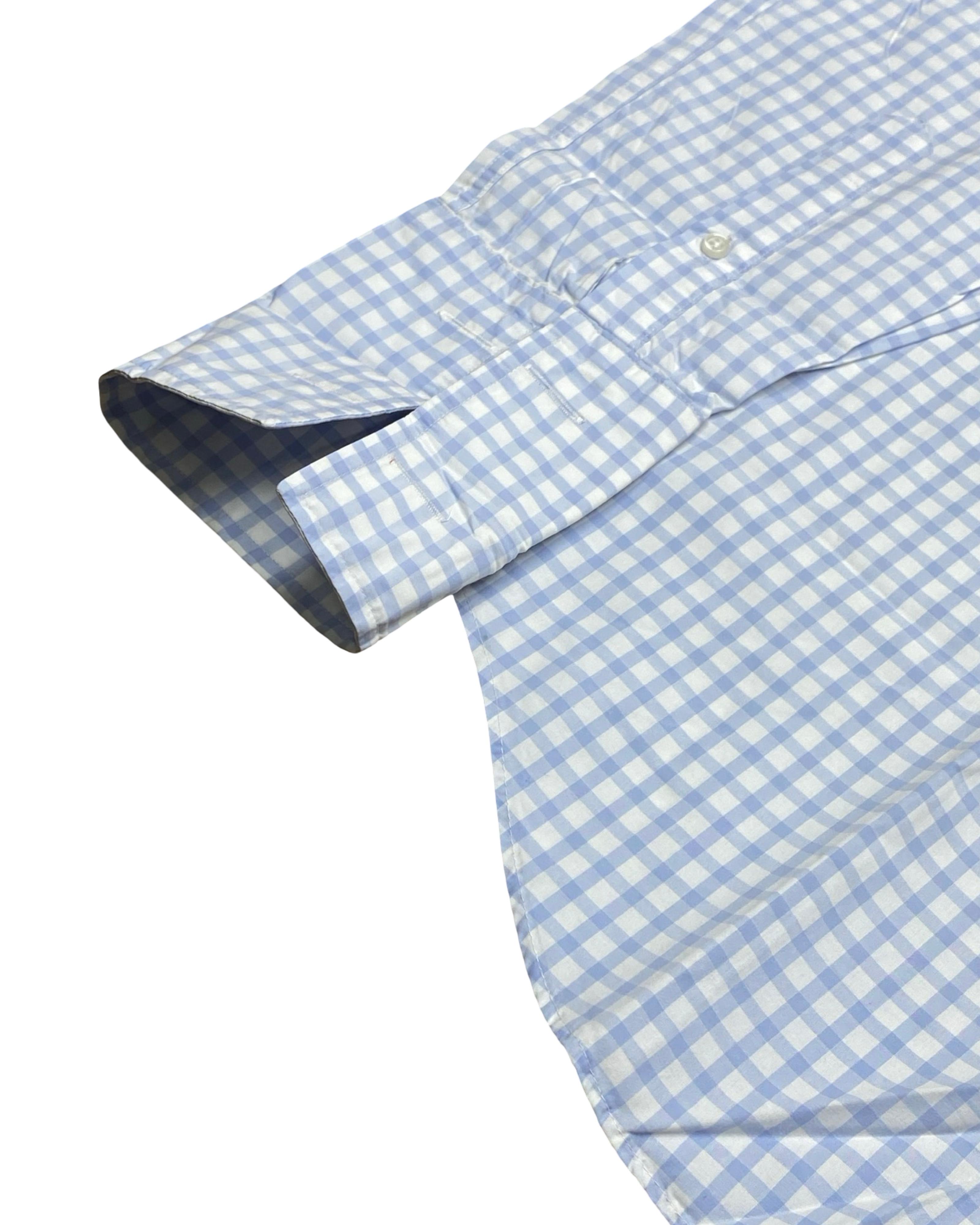 T.M. Lewin Blue Gingham Shirt | Large | Chest 24.5”