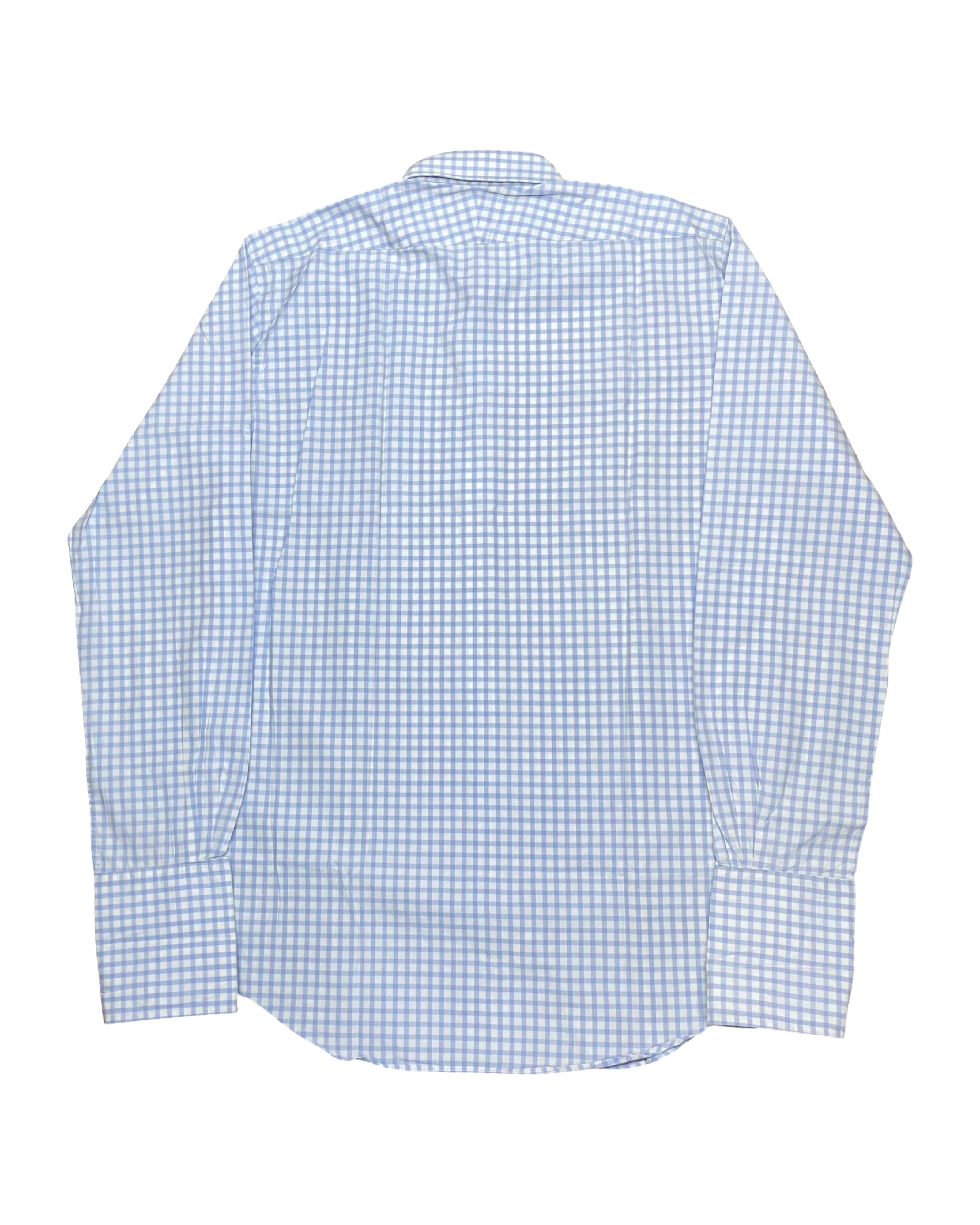 T.M. Lewin Blue Gingham Shirt | Large | Chest 24.5”