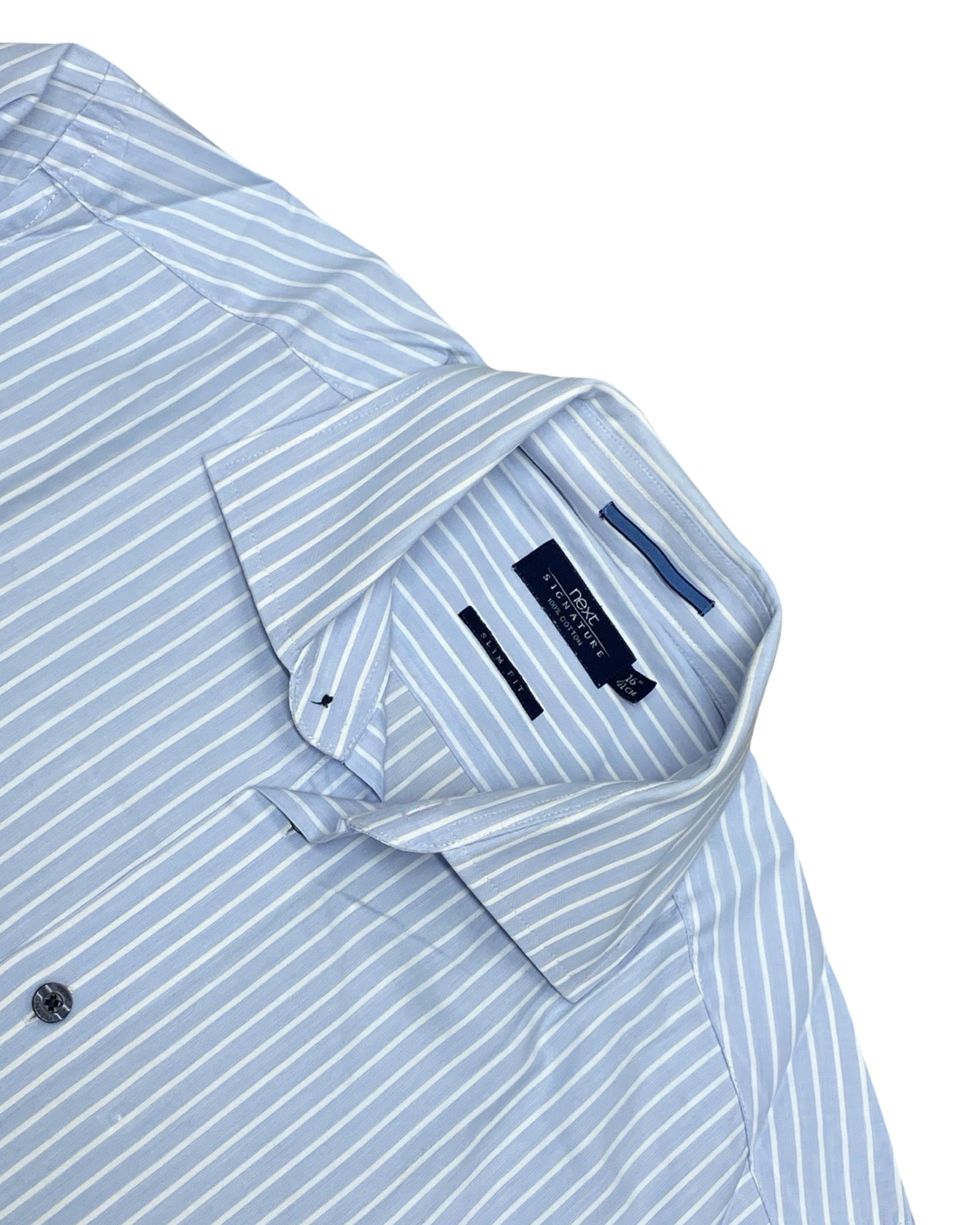Next Signature Blue Stripe Shirt | Medium | Chest 22.5”