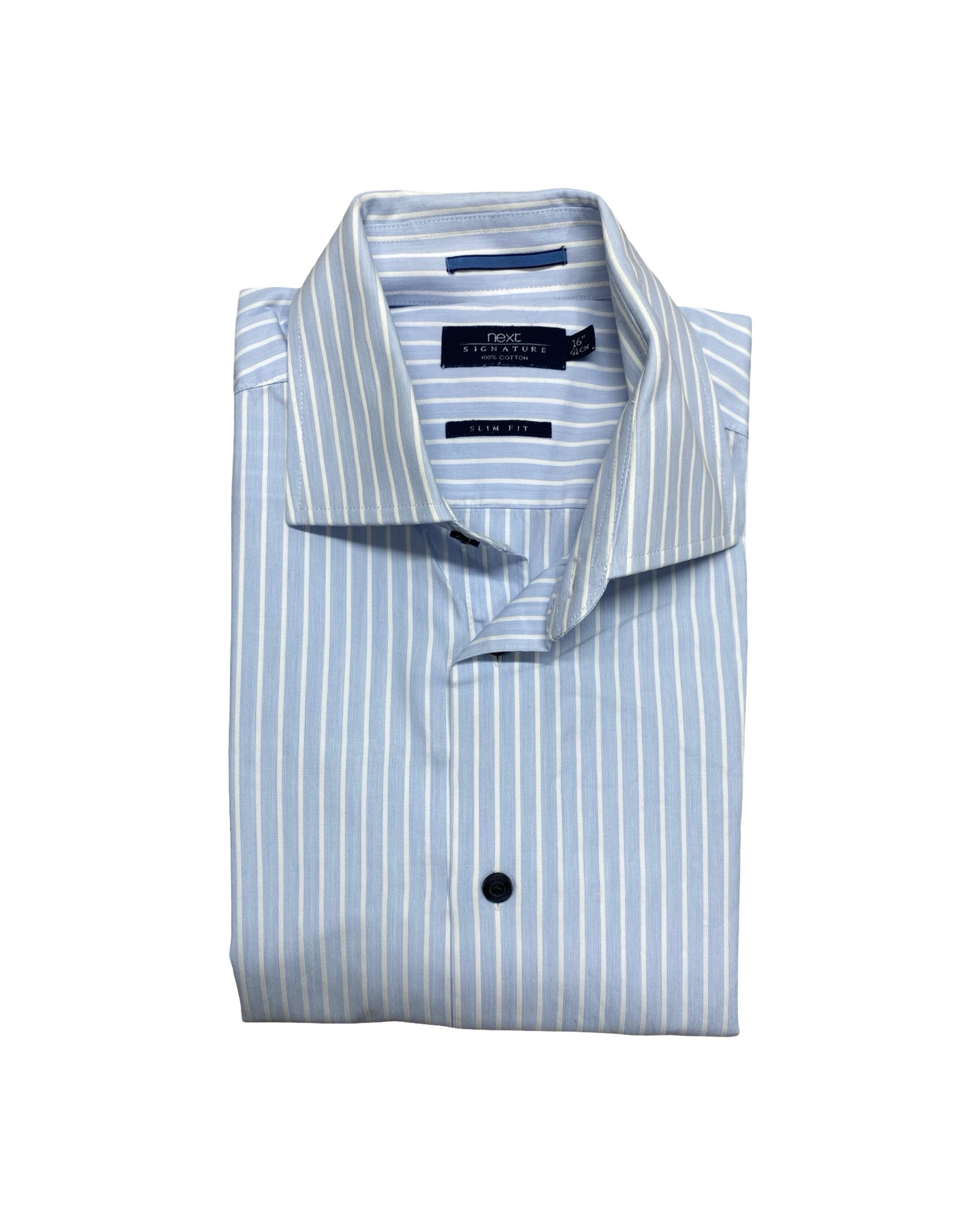 Next Signature Blue Stripe Shirt | Medium | Chest 22.5”