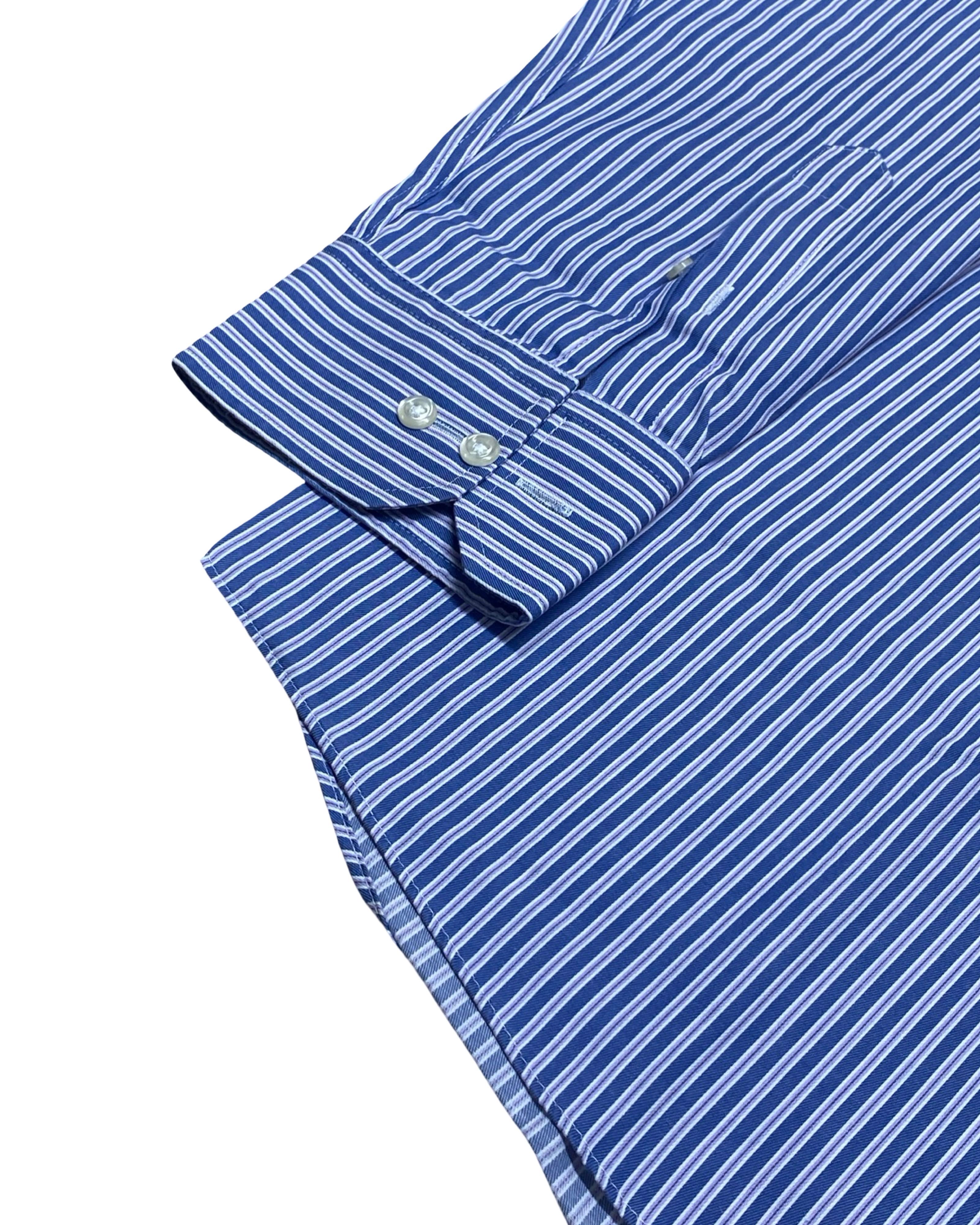 M&S Blue Pinstripe Shirt | Large | Chest 25”