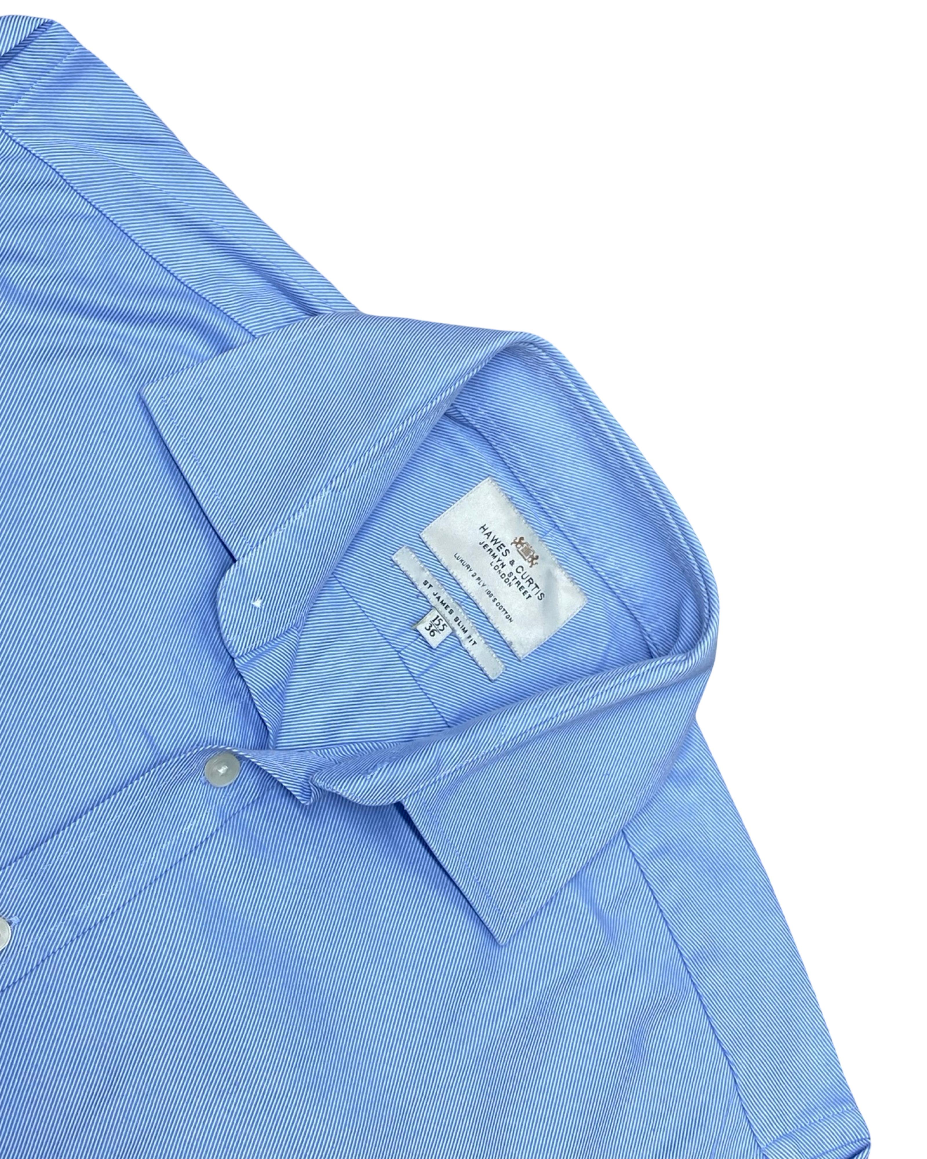 Hawes & Curtis Blue Herringbone Shirt | Large | Chest 23”