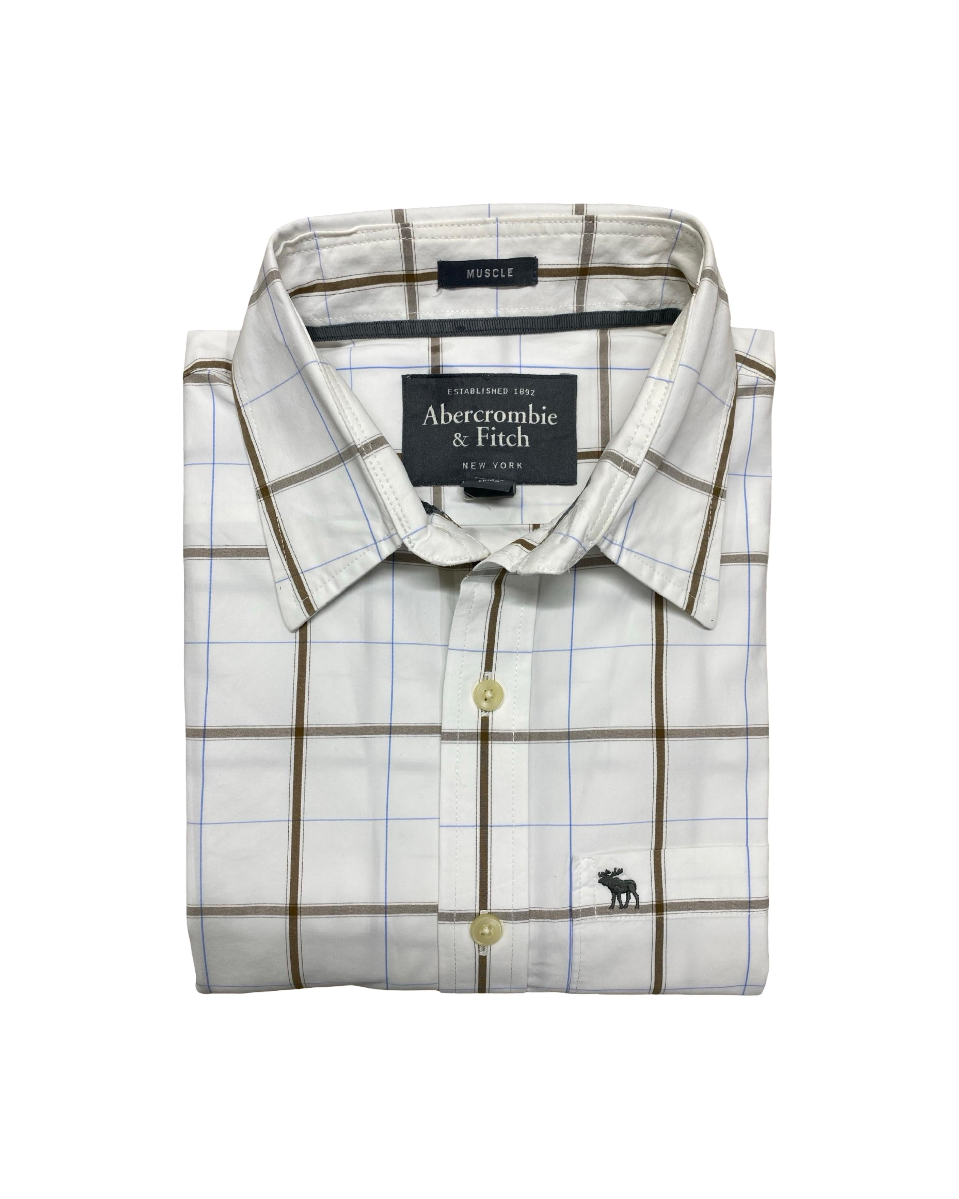 Abercrombie & Fitch Muscle Fit Windowpane Check Shirt | Medium | Chest 20.5”