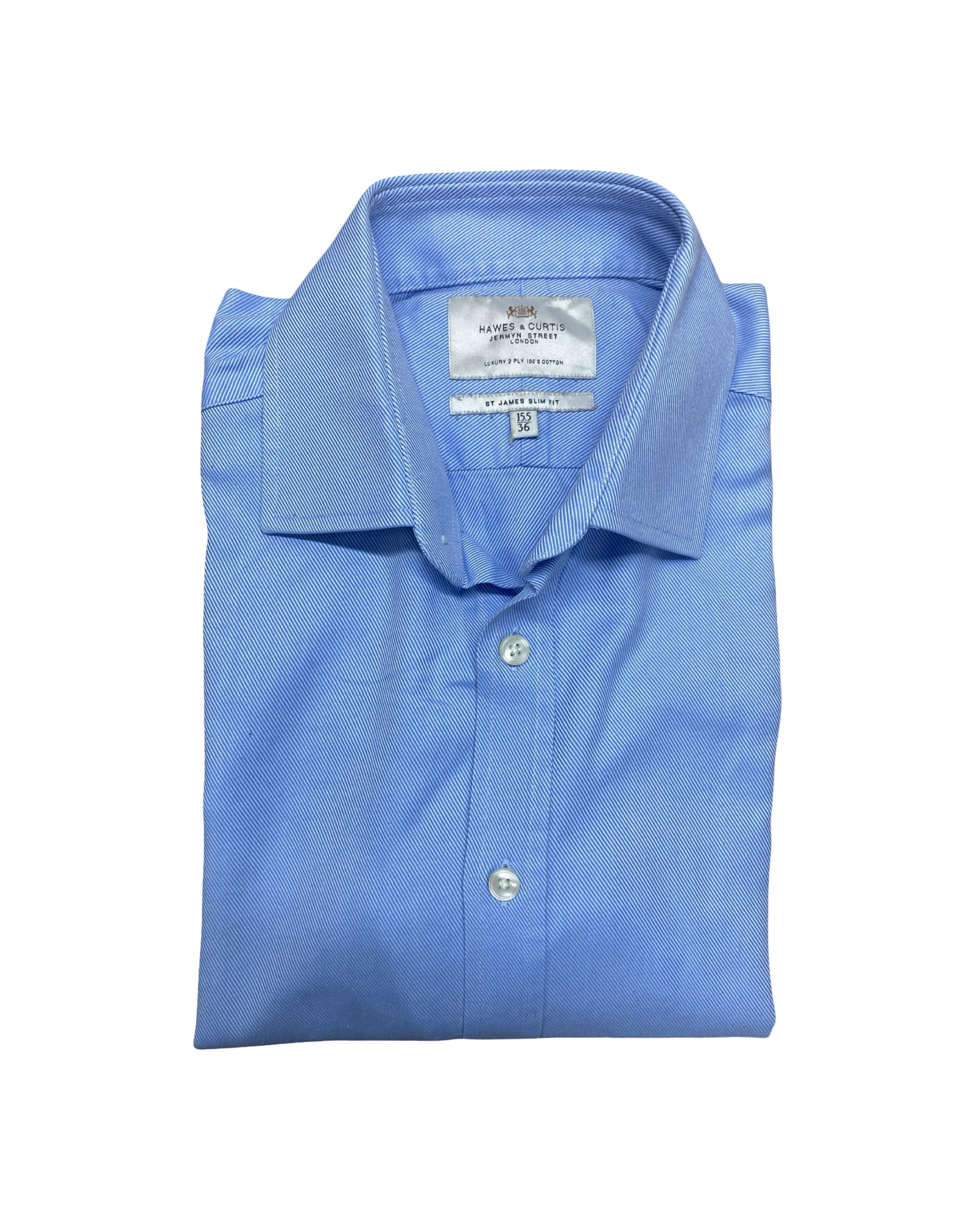 Hawes & Curtis Blue Herringbone Shirt | Large | Chest 23”