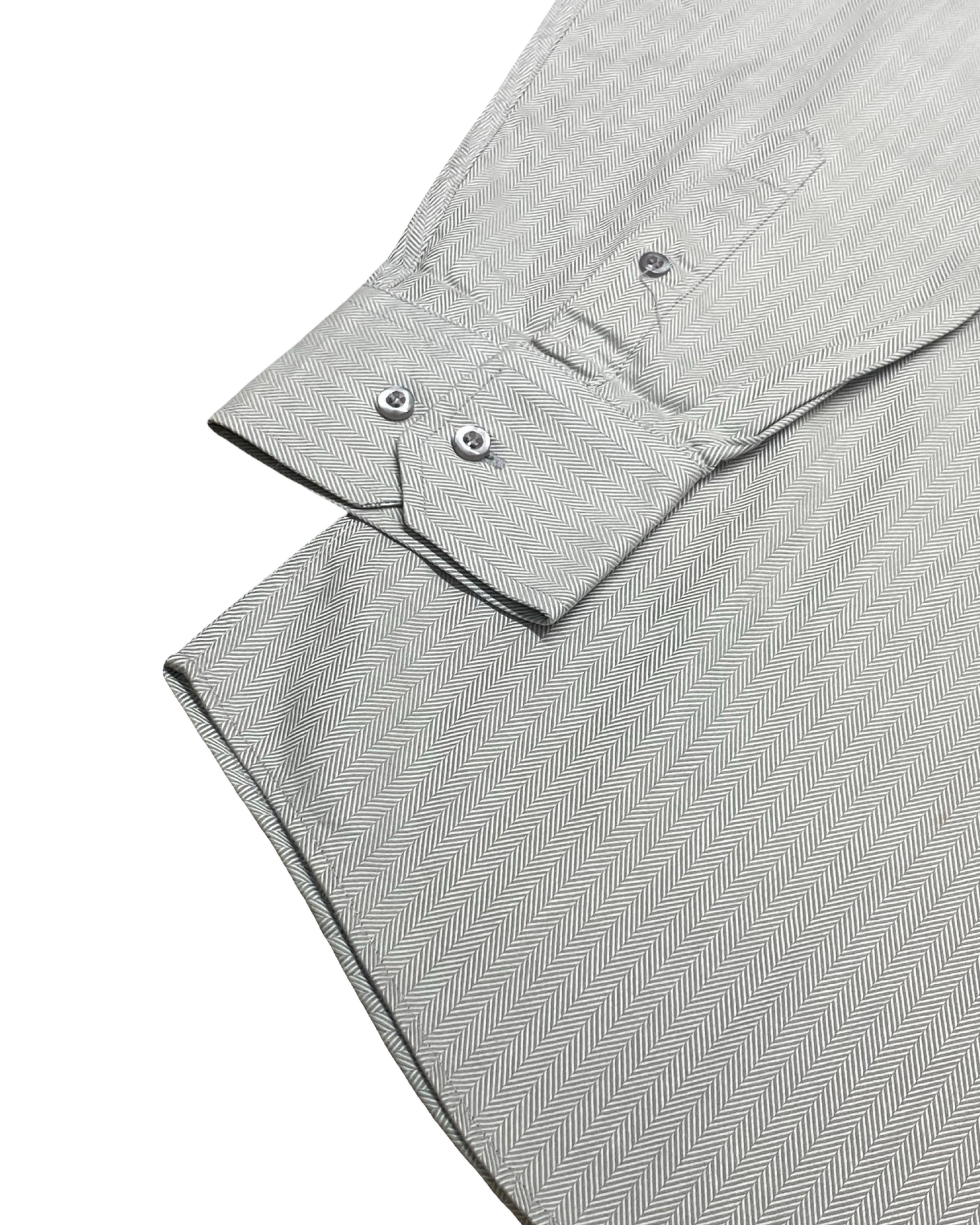 Skopes Mode 247 Pale Grey Herringbone Shirt | Large | Chest 24”